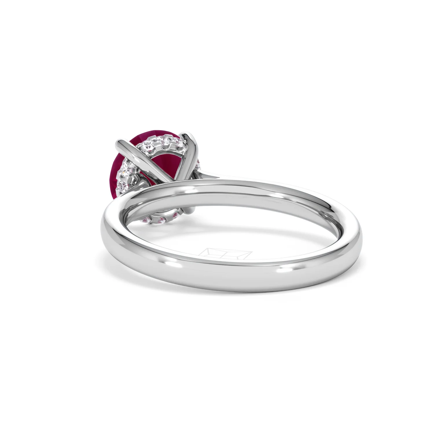 Amora 2.00ct Round Cut Lab Ruby Hidden Halo Engagement Ring in 18K White Gold - Image 55