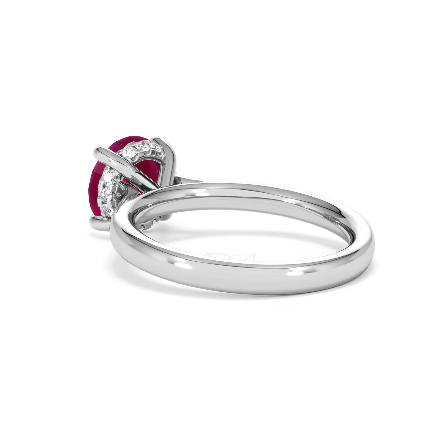 Amora 2.00ct Round Cut Lab Ruby Hidden Halo Engagement Ring in 18K White Gold - Image 58