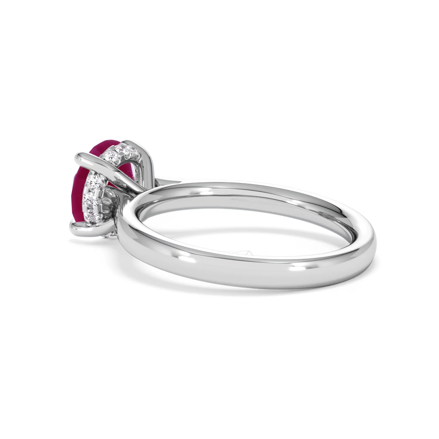 Amora 2.00ct Round Cut Lab Ruby Hidden Halo Engagement Ring in 18K White Gold - Image 61