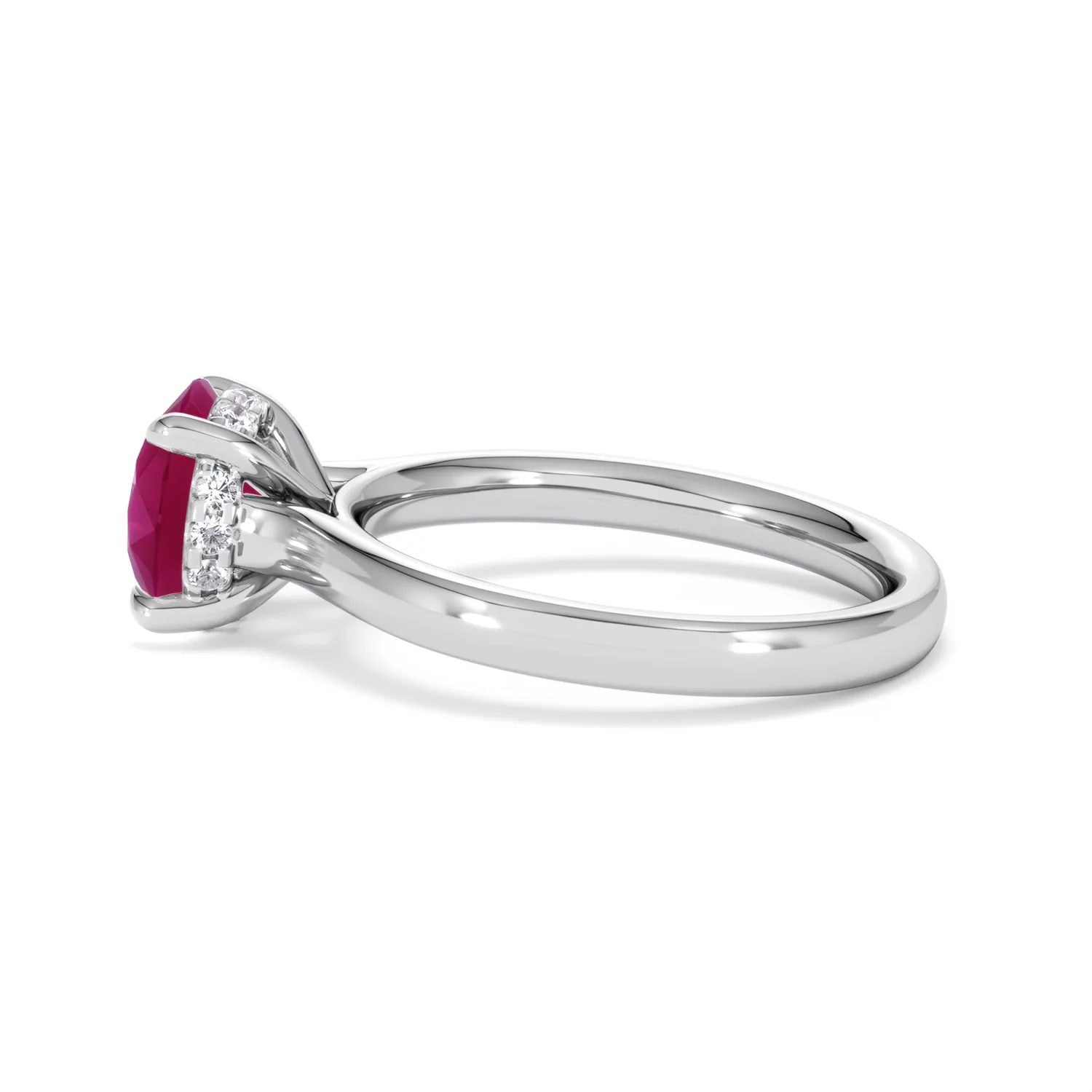 Amora 2.00ct Round Cut Lab Ruby Hidden Halo Engagement Ring in 18K White Gold - Image 67