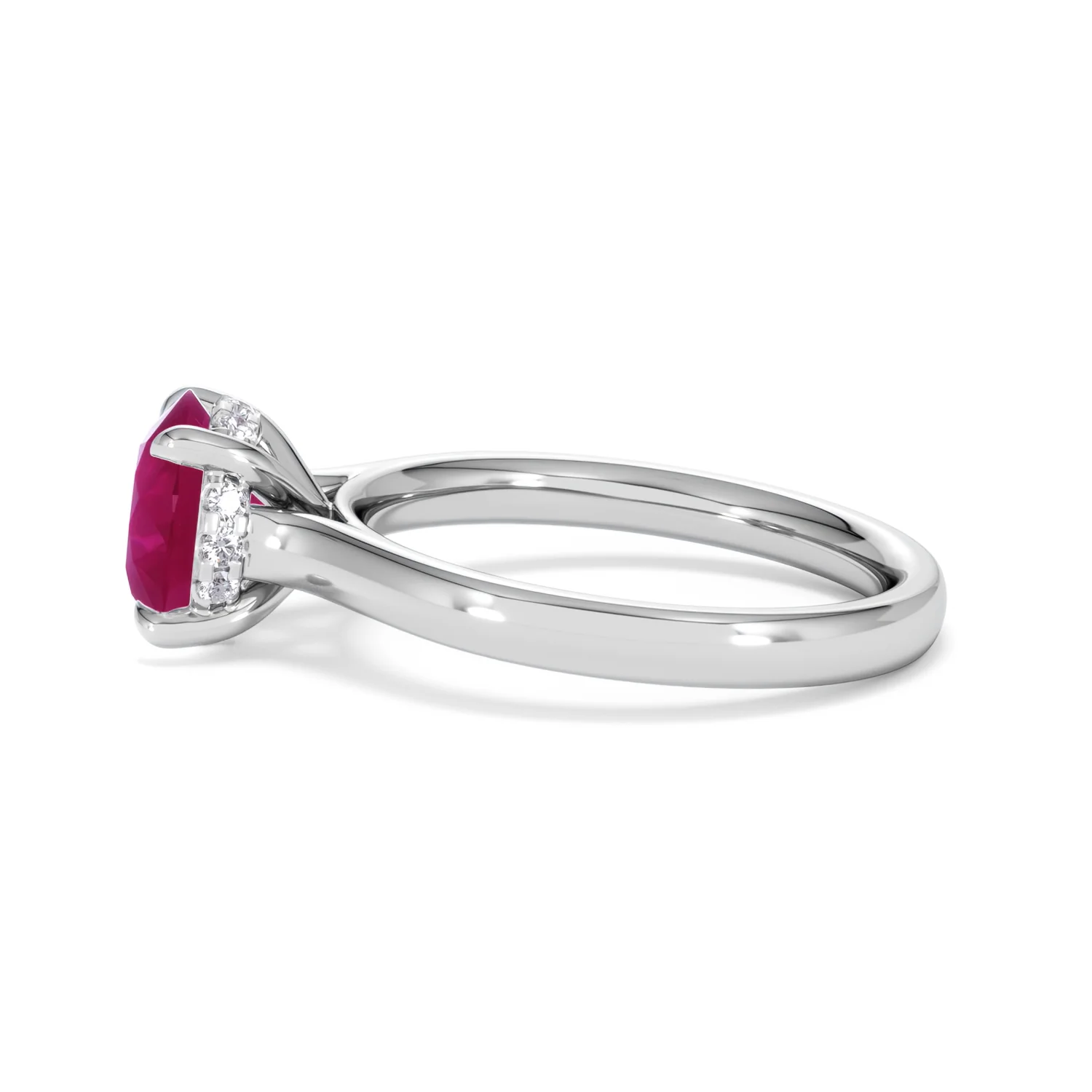 Amora 2.00ct Round Cut Lab Ruby Hidden Halo Engagement Ring in 18K White Gold - Image 69