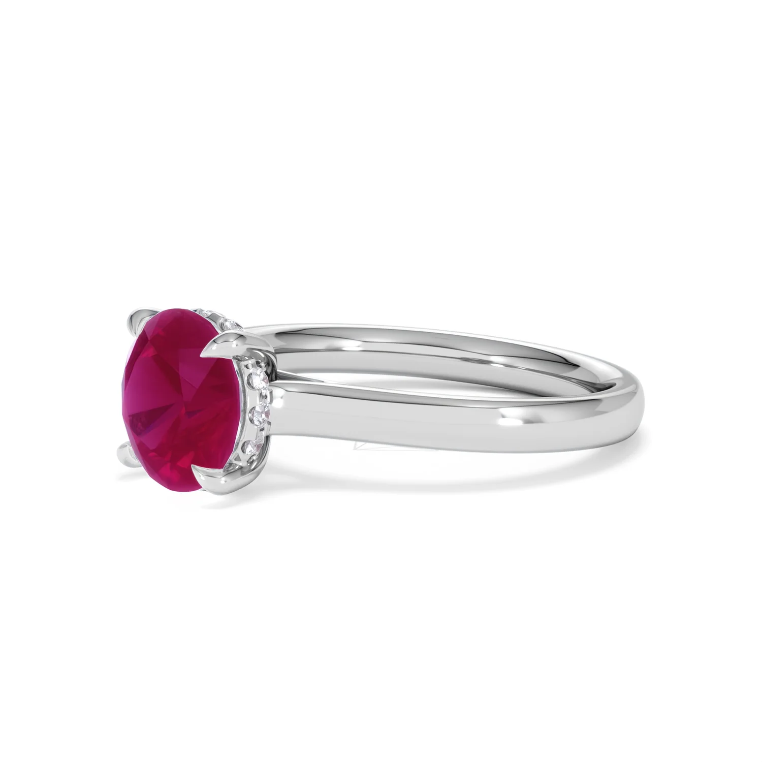 Amora 2.00ct Round Cut Lab Ruby Hidden Halo Engagement Ring in 18K White Gold - Image 78