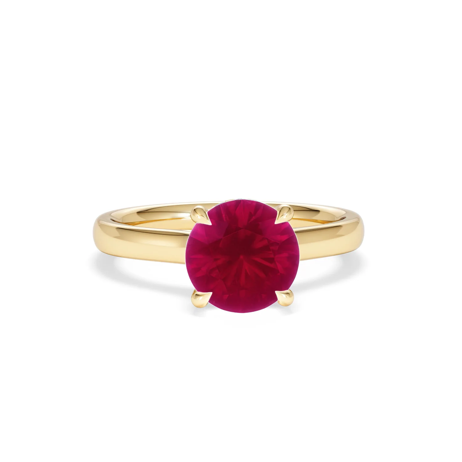 Amora 2.00ct Round Cut Lab Ruby Hidden Halo Engagement Ring in 18K Yellow Gold - Image 10