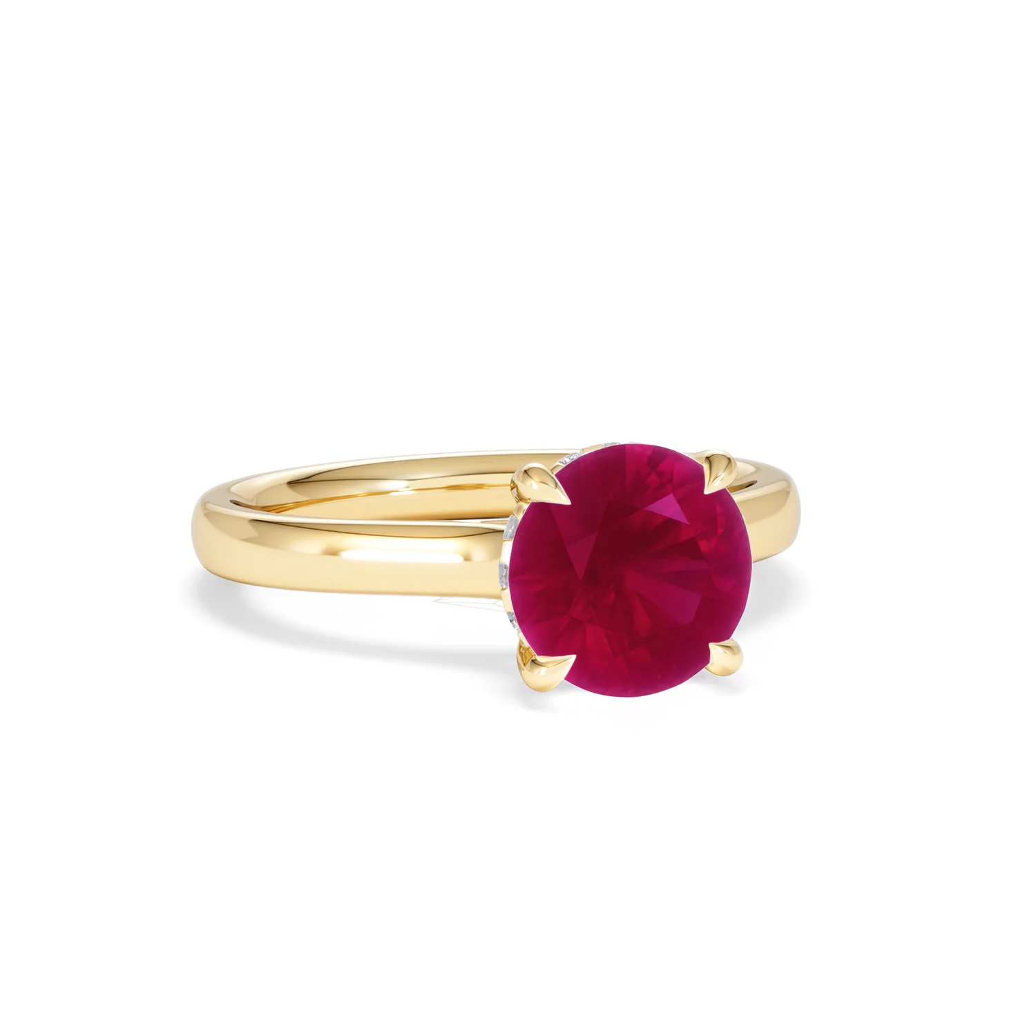 Amora 2.00ct Round Cut Lab Ruby Hidden Halo Engagement Ring in 18K Yellow Gold - Image 13