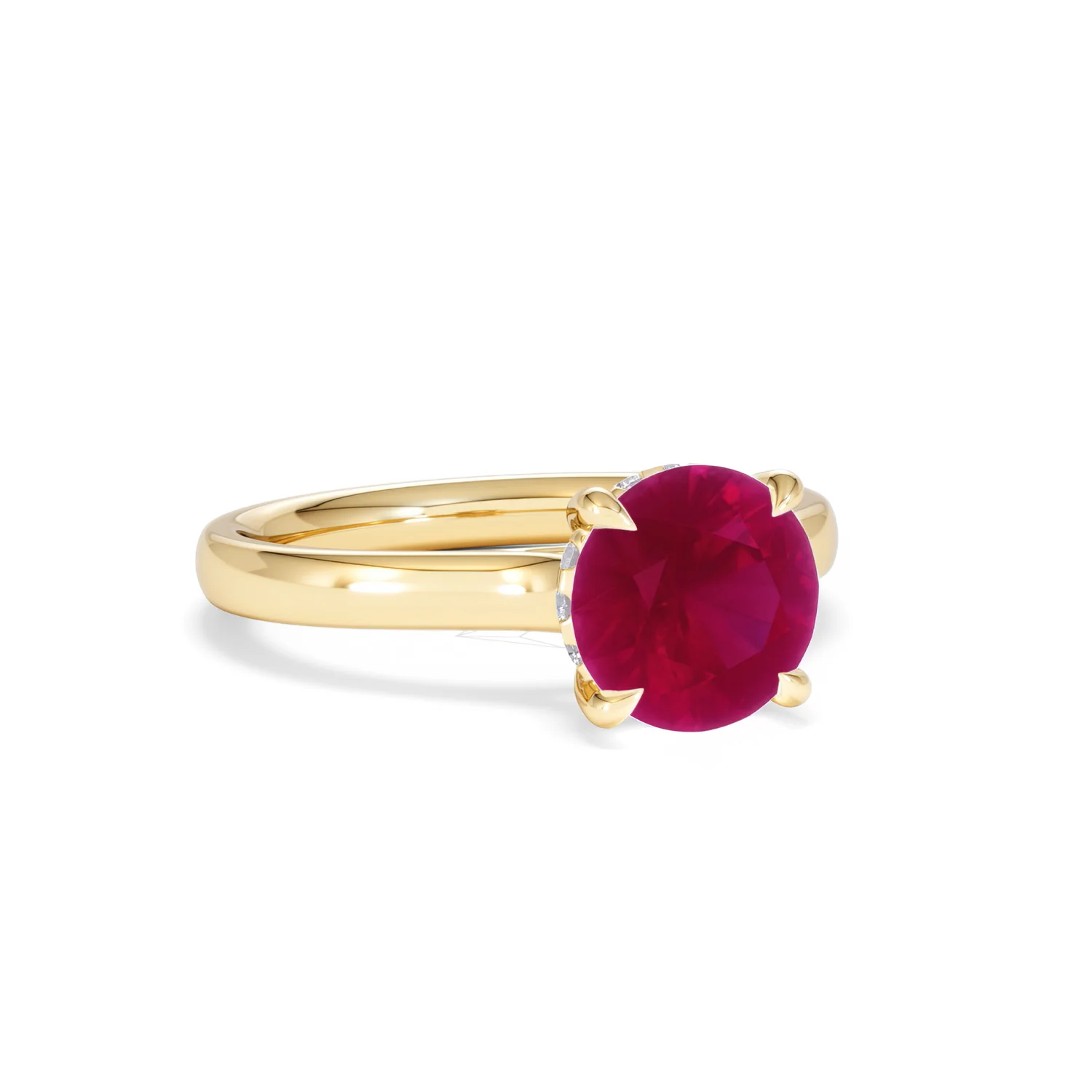 Amora 2.00ct Round Cut Lab Ruby Hidden Halo Engagement Ring in 18K Yellow Gold - Image 14