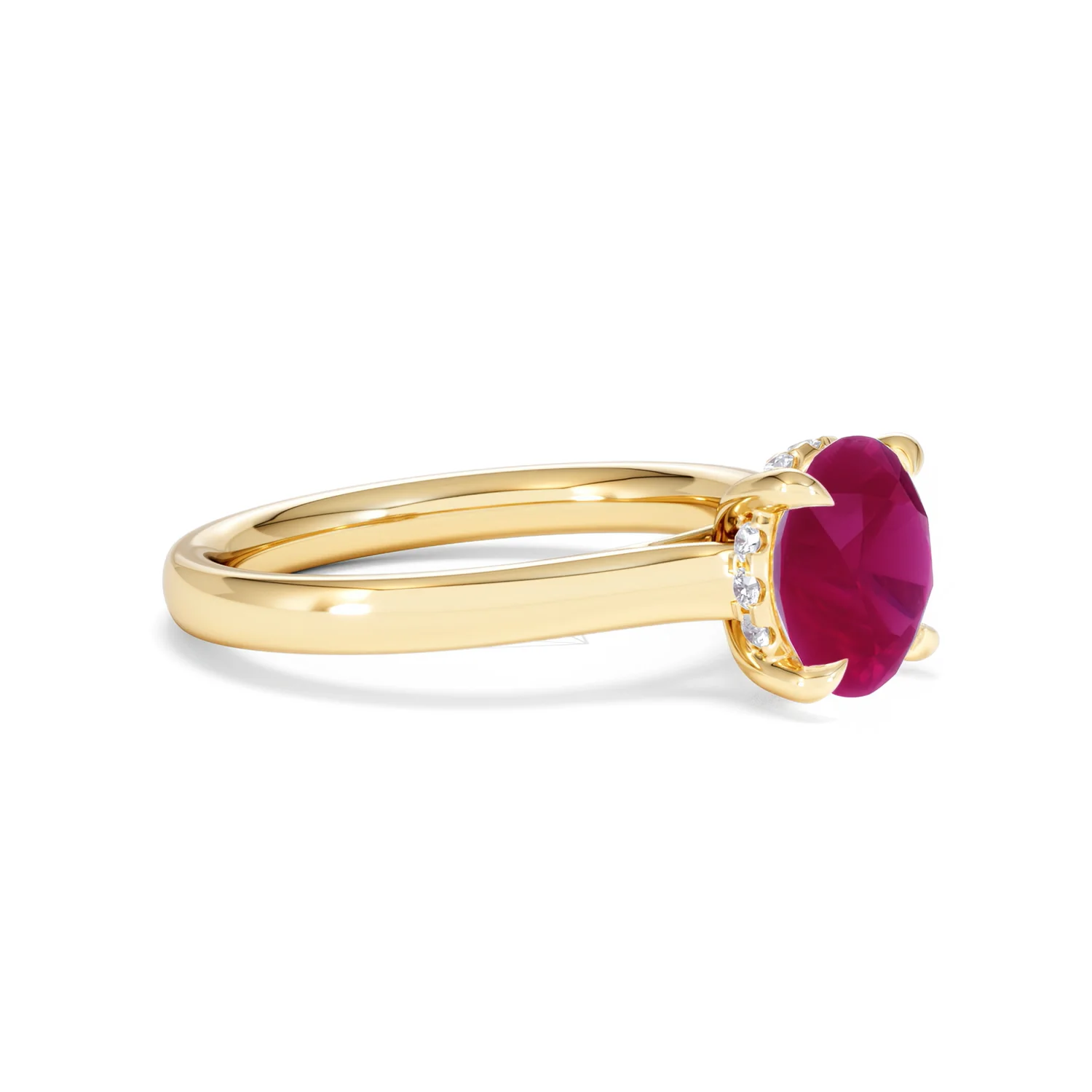 Amora 2.00ct Round Cut Lab Ruby Hidden Halo Engagement Ring in 18K Yellow Gold - Image 21