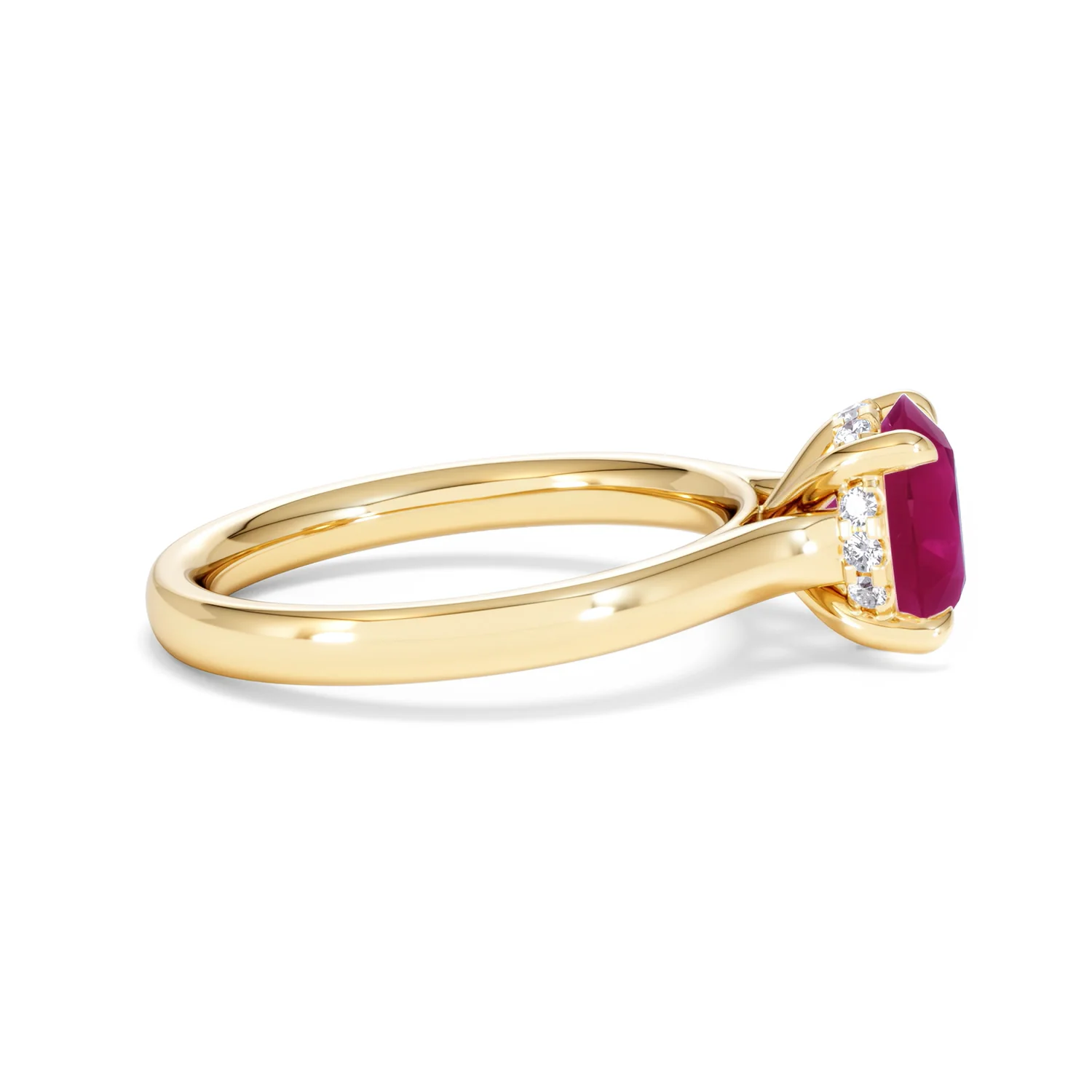 Amora 2.00ct Round Cut Lab Ruby Hidden Halo Engagement Ring in 18K Yellow Gold - Image 28
