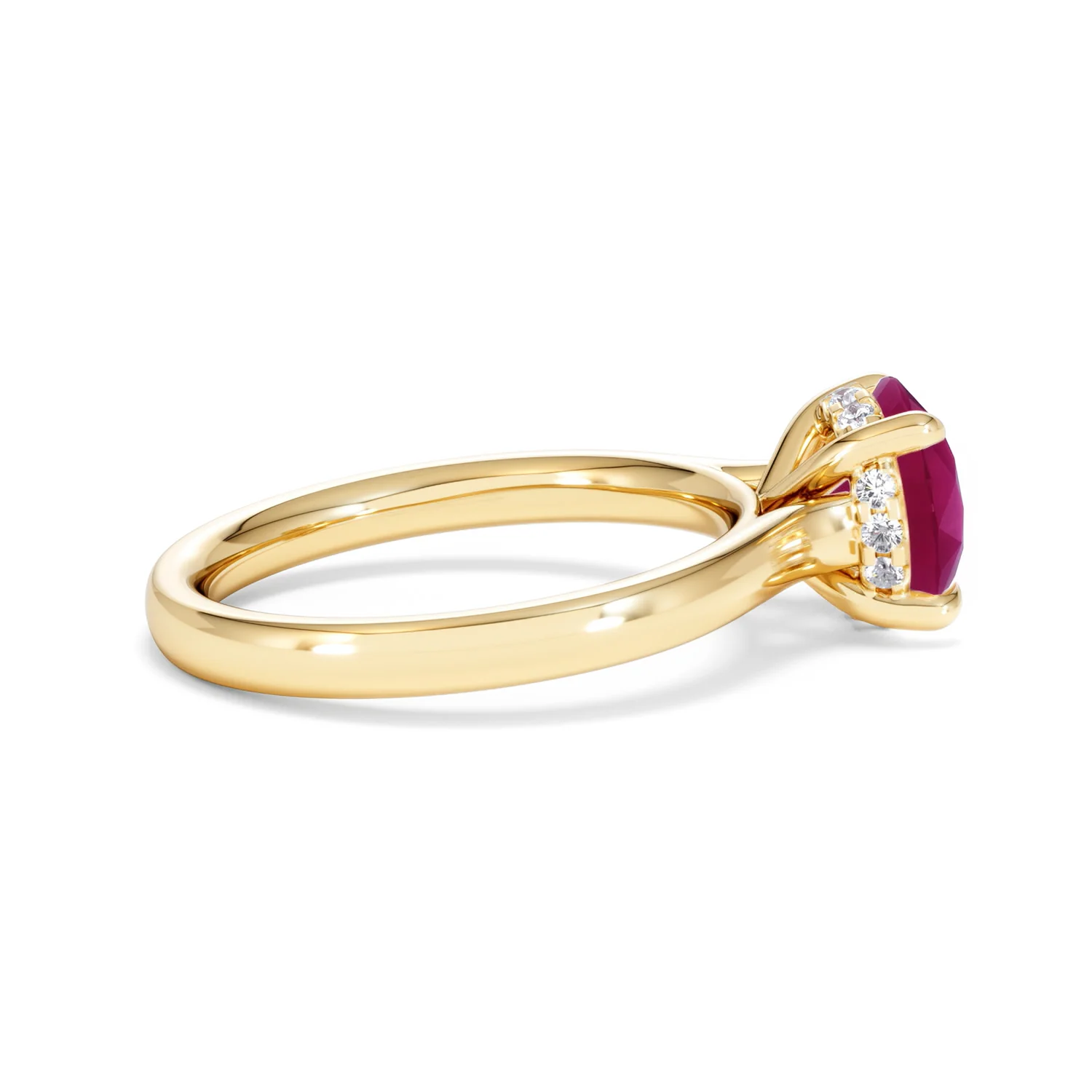 Amora 2.00ct Round Cut Lab Ruby Hidden Halo Engagement Ring in 18K Yellow Gold - Image 31
