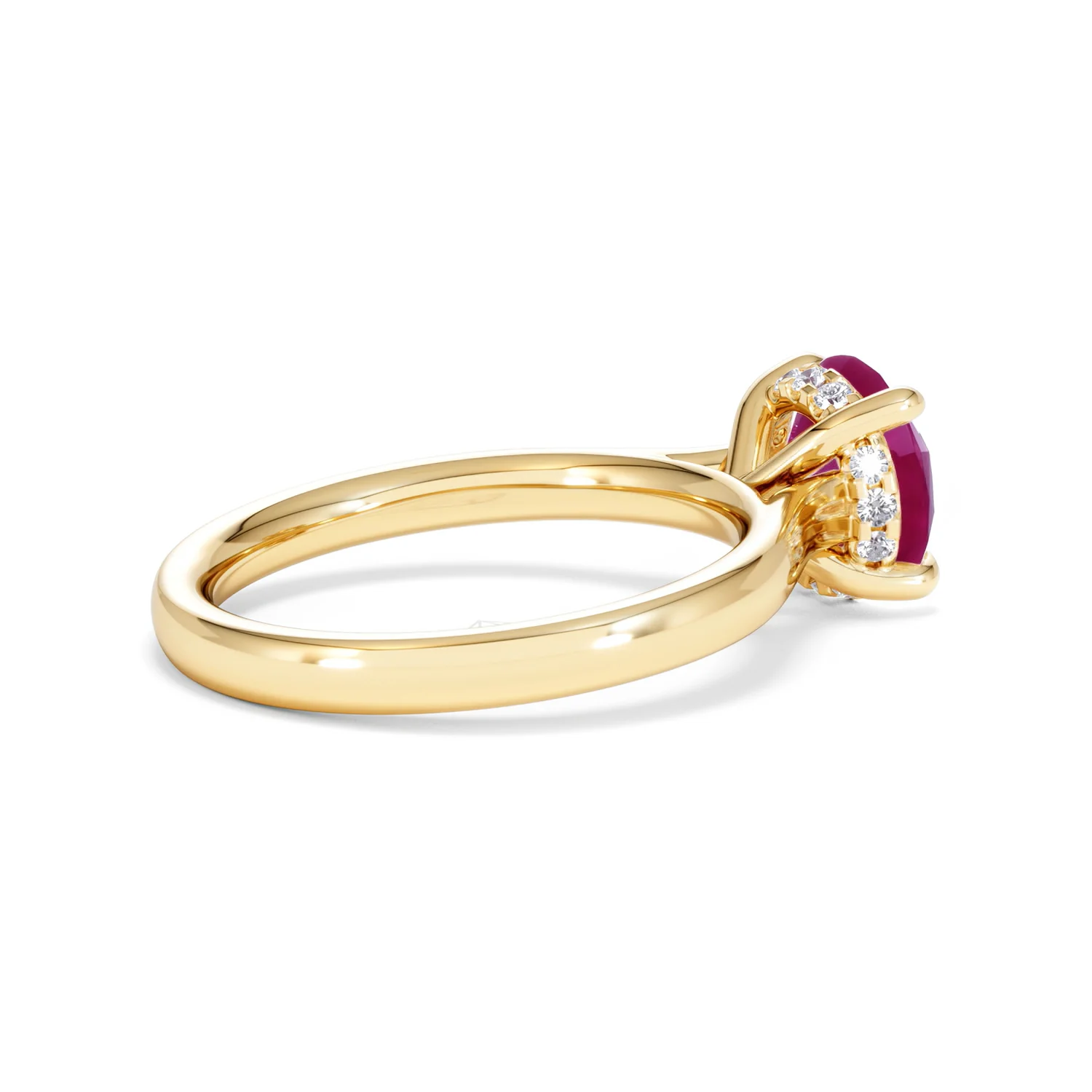 Amora 2.00ct Round Cut Lab Ruby Hidden Halo Engagement Ring in 18K Yellow Gold - Image 35