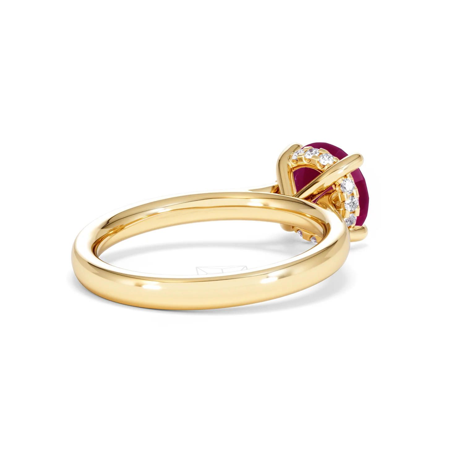 Amora 2.00ct Round Cut Lab Ruby Hidden Halo Engagement Ring in 18K Yellow Gold - Image 40