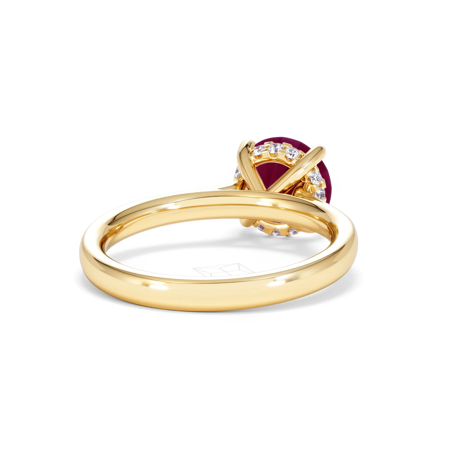 Amora 2.00ct Round Cut Lab Ruby Hidden Halo Engagement Ring in 18K Yellow Gold - Image 44