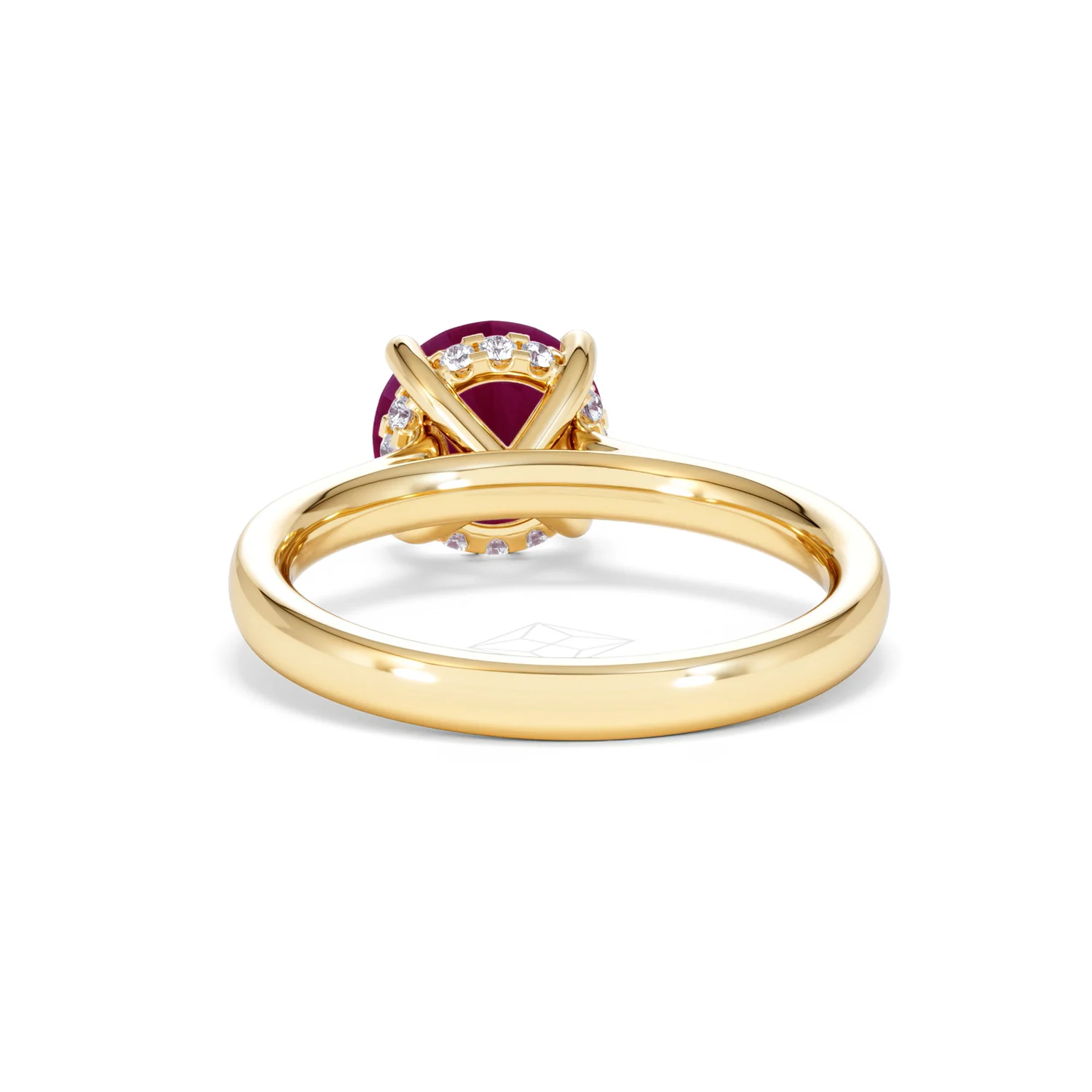 Amora 2.00ct Round Cut Lab Ruby Hidden Halo Engagement Ring in 18K Yellow Gold - Image 51