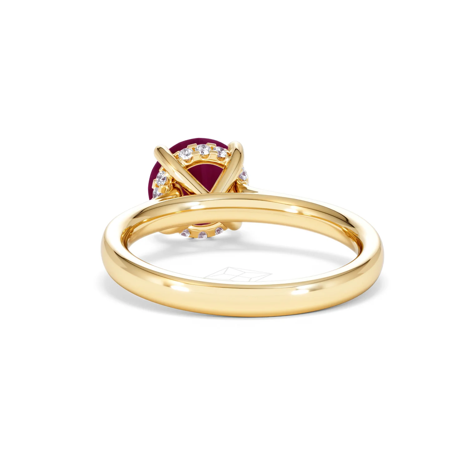 Amora 2.00ct Round Cut Lab Ruby Hidden Halo Engagement Ring in 18K Yellow Gold - Image 52