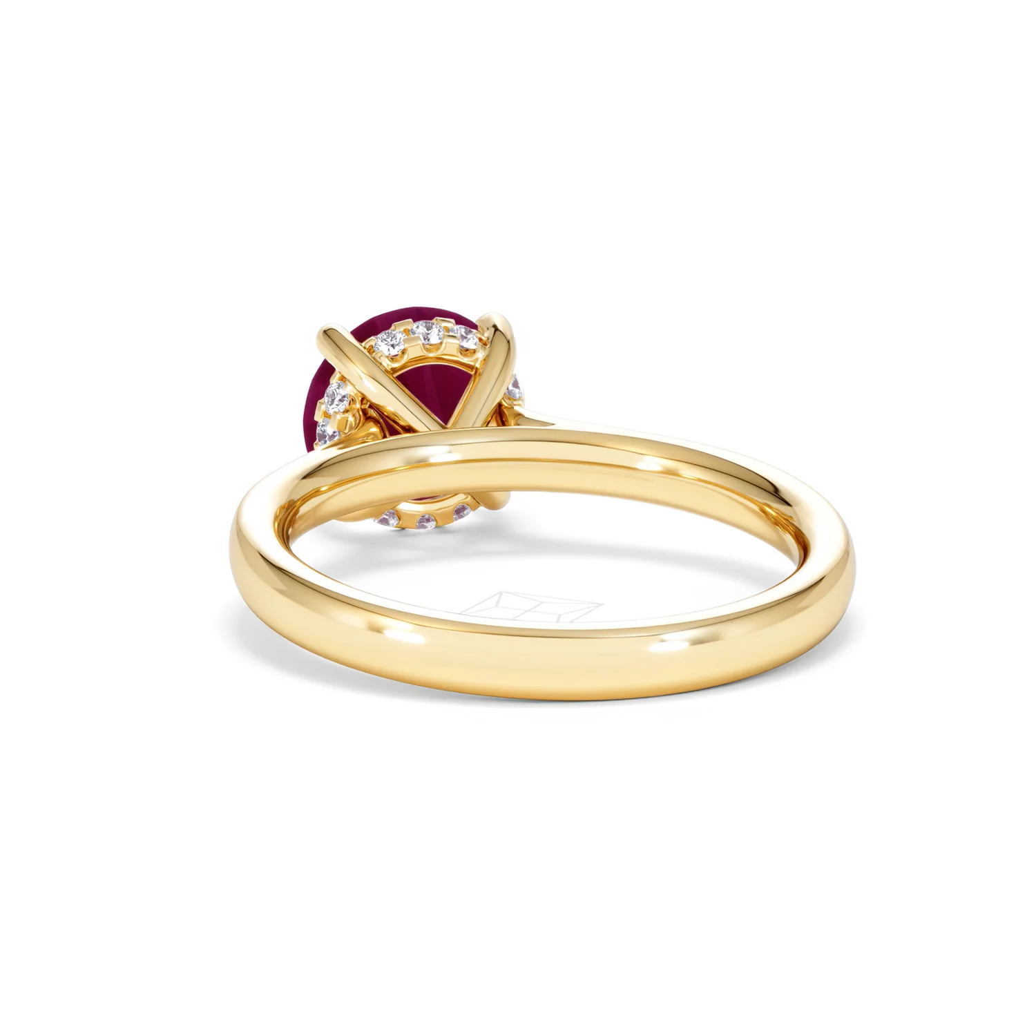Amora 2.00ct Round Cut Lab Ruby Hidden Halo Engagement Ring in 18K Yellow Gold - Image 53