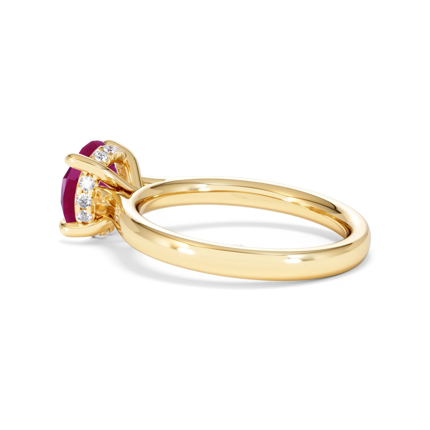 Amora 2.00ct Round Cut Lab Ruby Hidden Halo Engagement Ring in 18K Yellow Gold - Image 63
