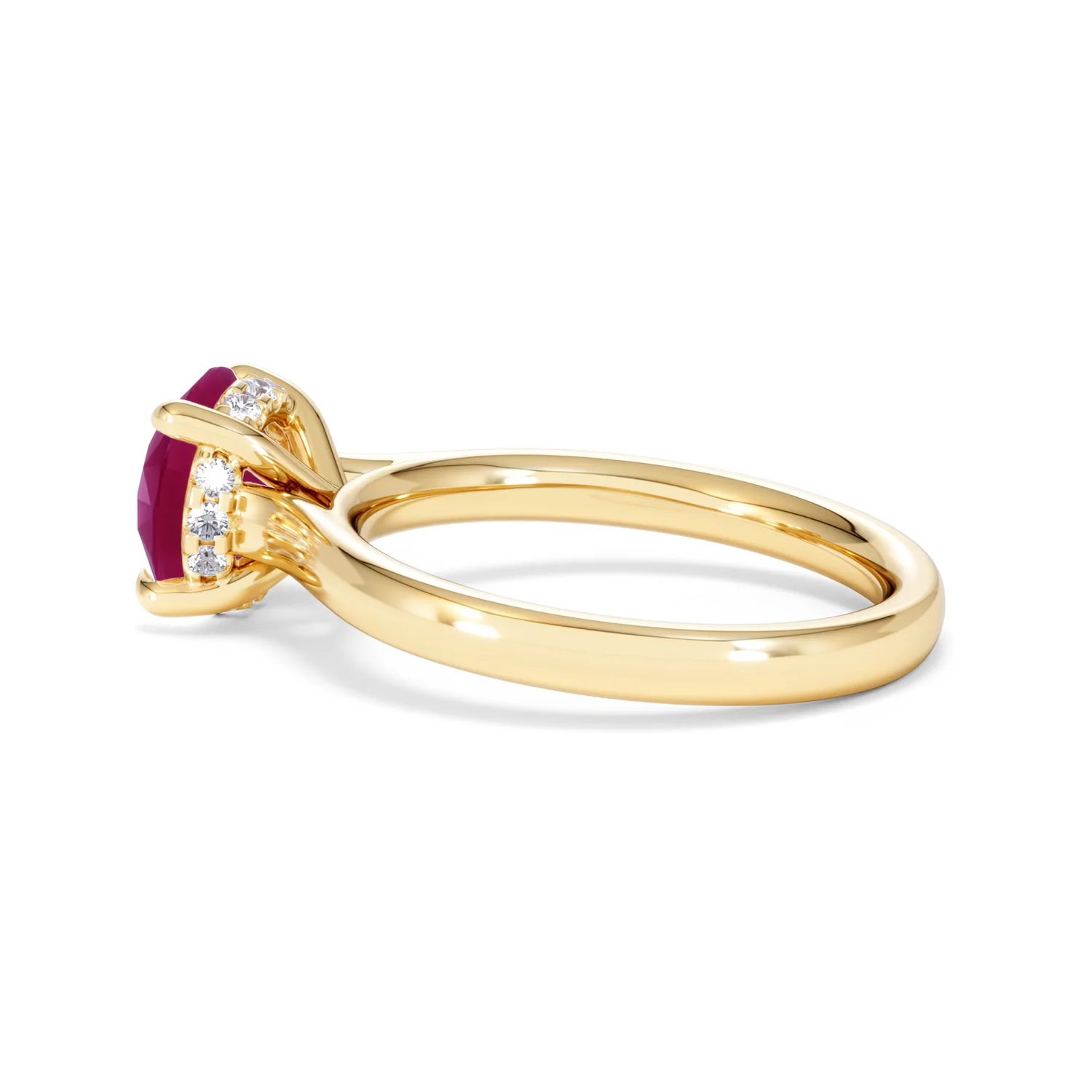 Amora 2.00ct Round Cut Lab Ruby Hidden Halo Engagement Ring in 18K Yellow Gold - Image 65