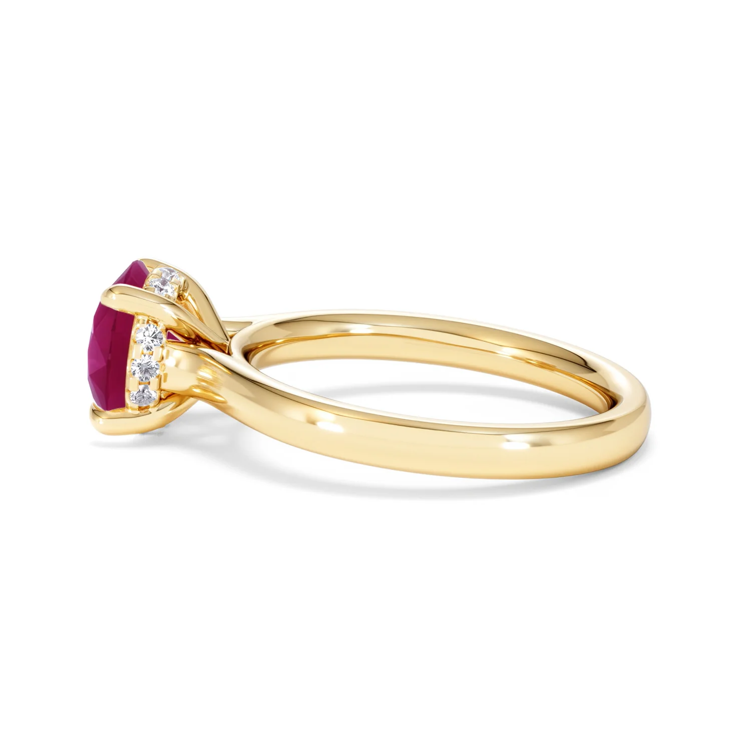 Amora 2.00ct Round Cut Lab Ruby Hidden Halo Engagement Ring in 18K Yellow Gold - Image 67