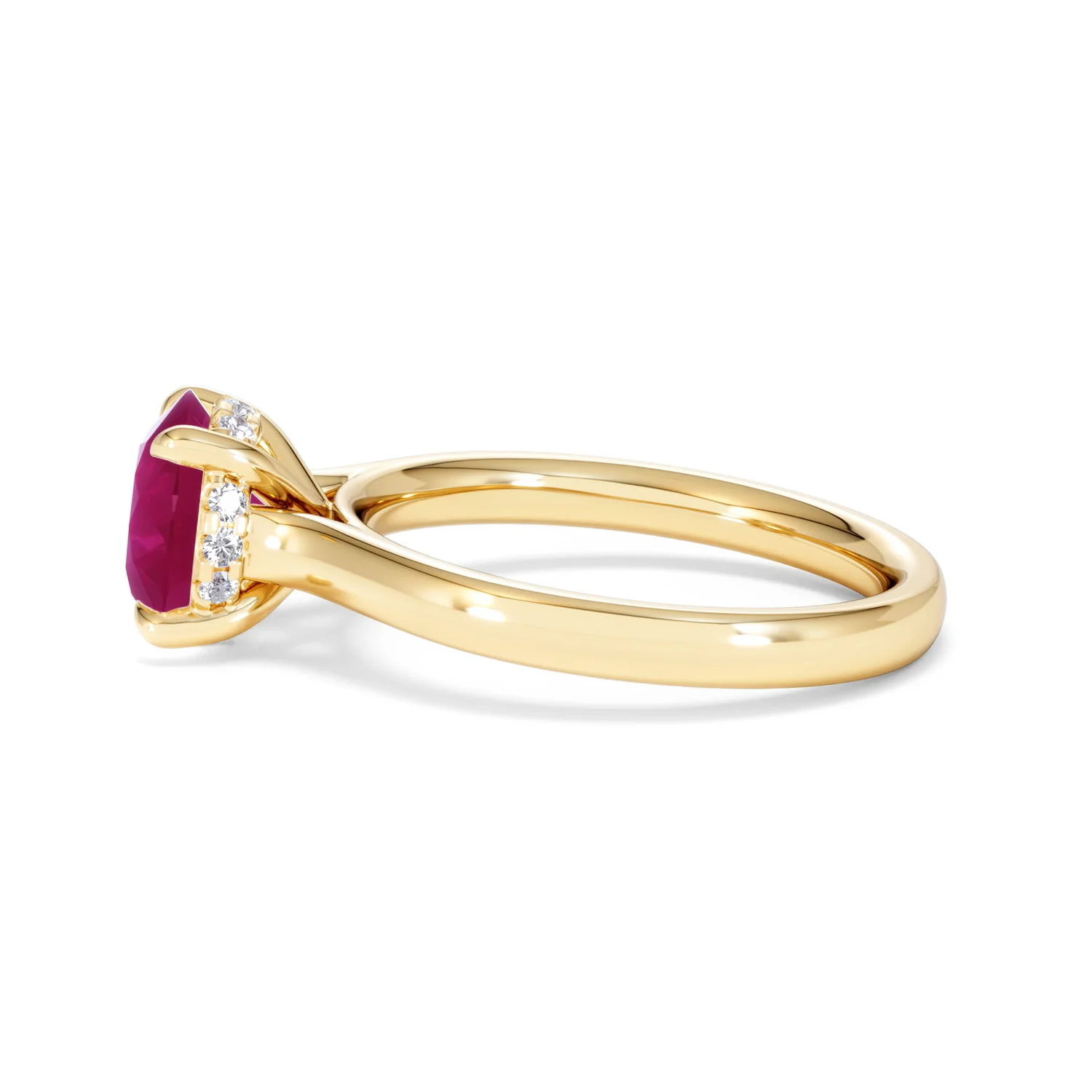 Amora 2.00ct Round Cut Lab Ruby Hidden Halo Engagement Ring in 18K Yellow Gold - Image 69
