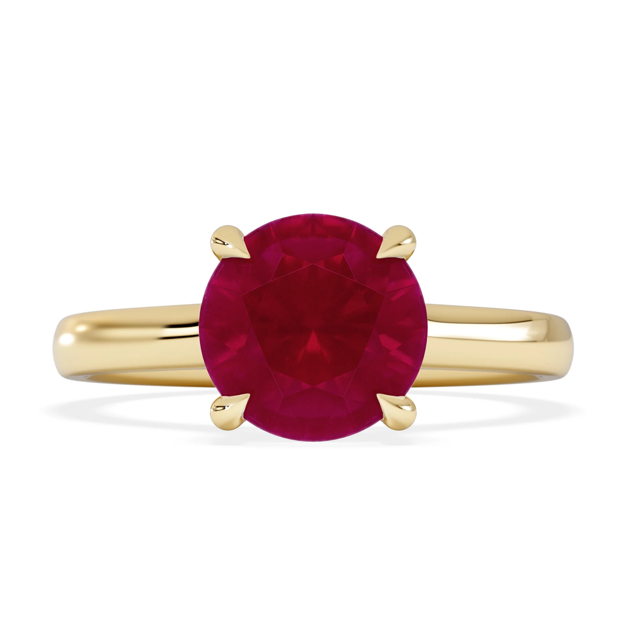 Amora 2.00ct Round Cut Lab Ruby Hidden Halo Engagement Ring in 18K Yellow Gold - Image 7