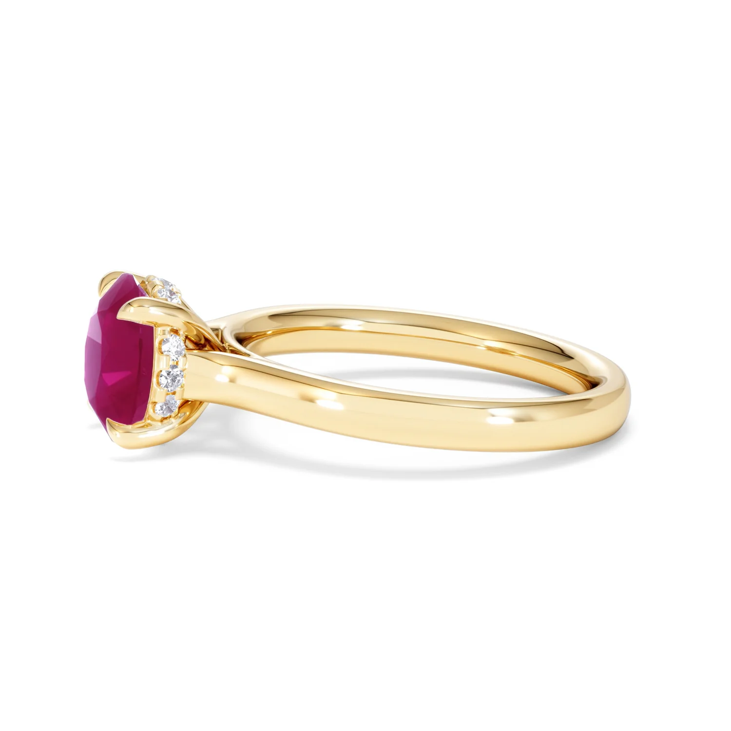 Amora 2.00ct Round Cut Lab Ruby Hidden Halo Engagement Ring in 18K Yellow Gold - Image 72