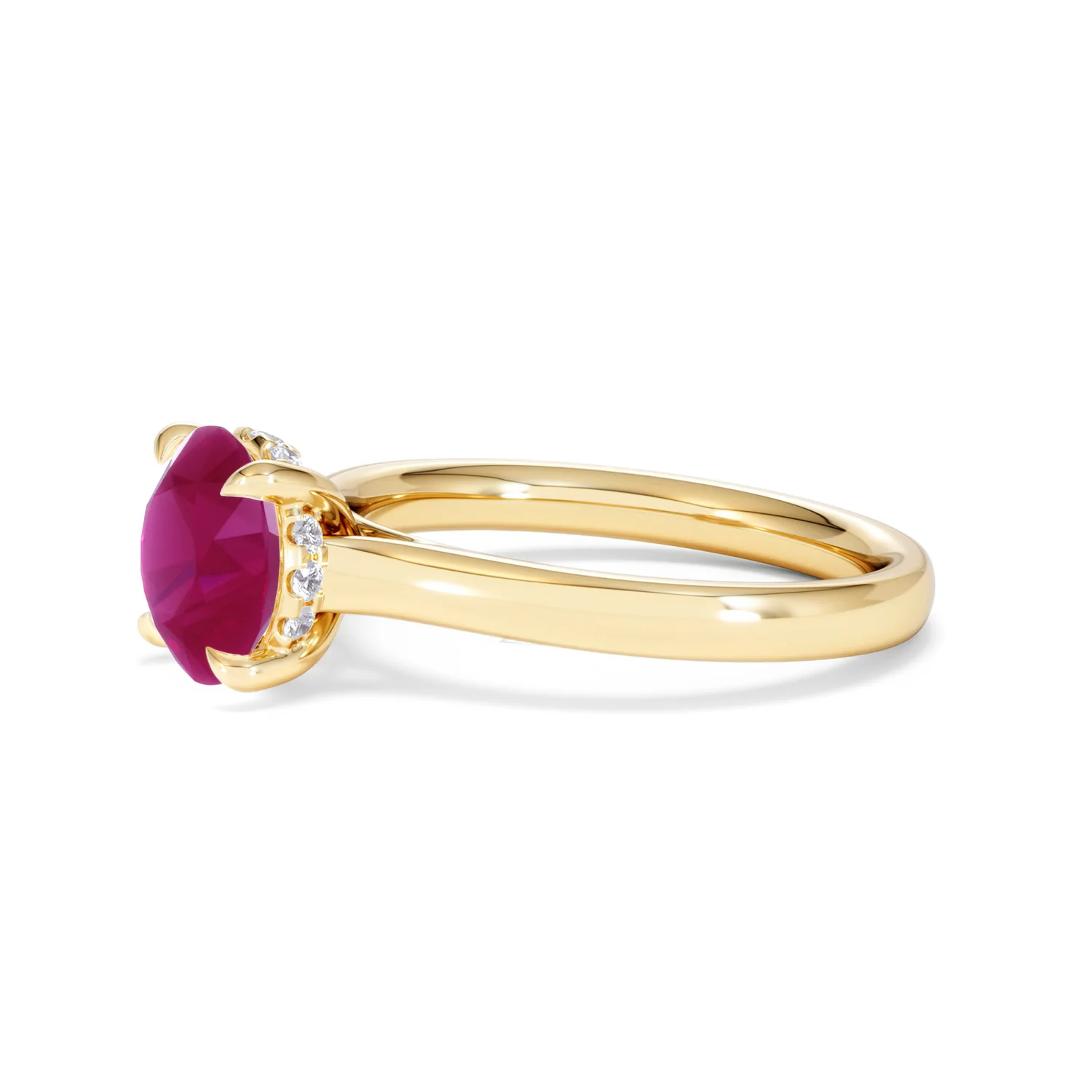 Amora 2.00ct Round Cut Lab Ruby Hidden Halo Engagement Ring in 18K Yellow Gold - Image 75