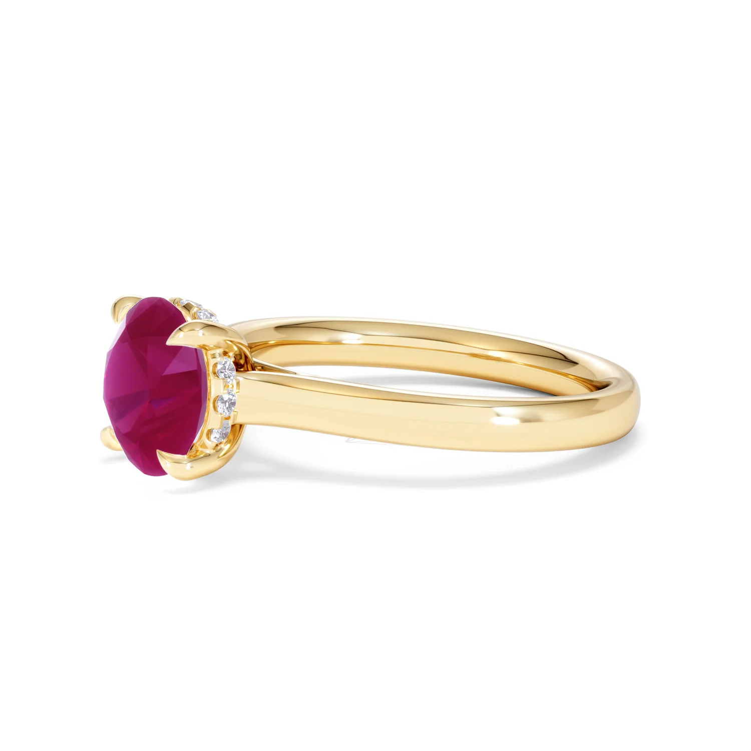 Amora 2.00ct Round Cut Lab Ruby Hidden Halo Engagement Ring in 18K Yellow Gold - Image 76