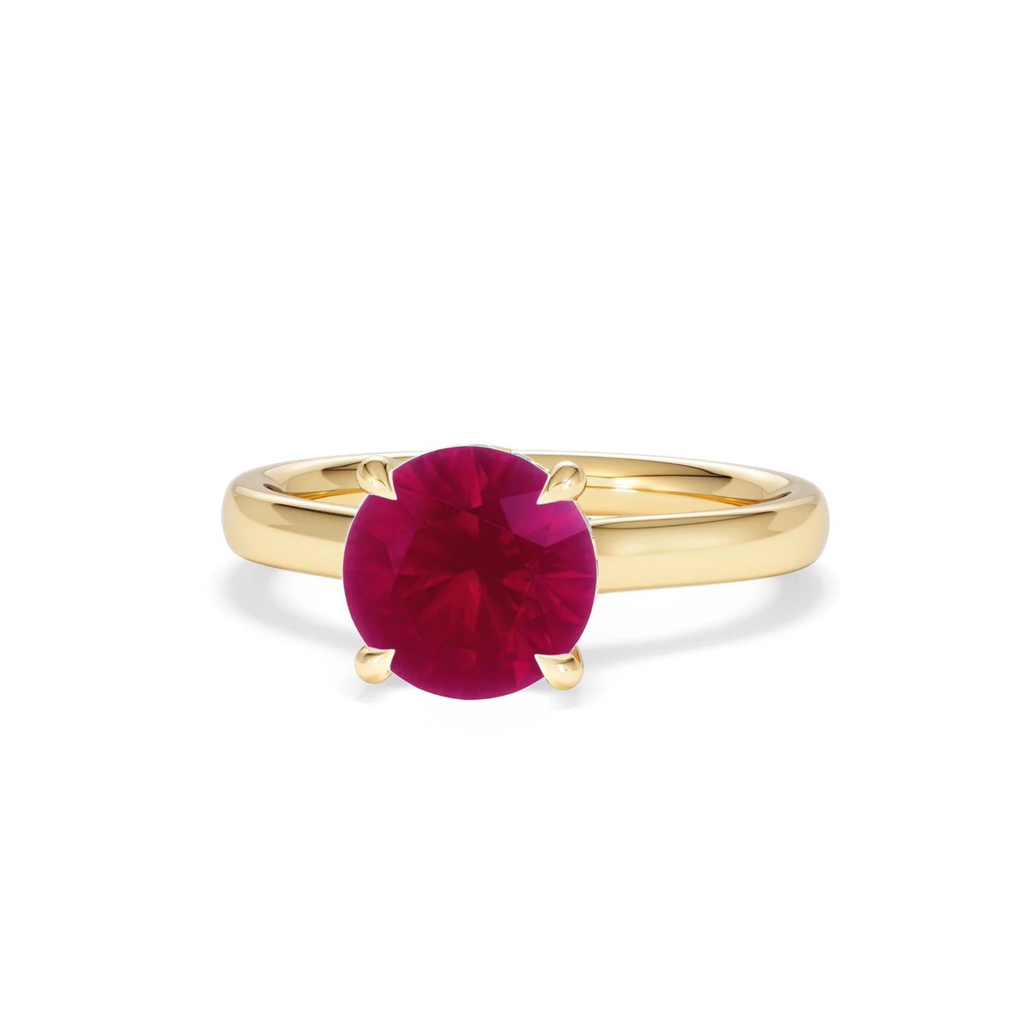 Amora 2.00ct Round Cut Lab Ruby Hidden Halo Engagement Ring in 18K Yellow Gold - Image 87