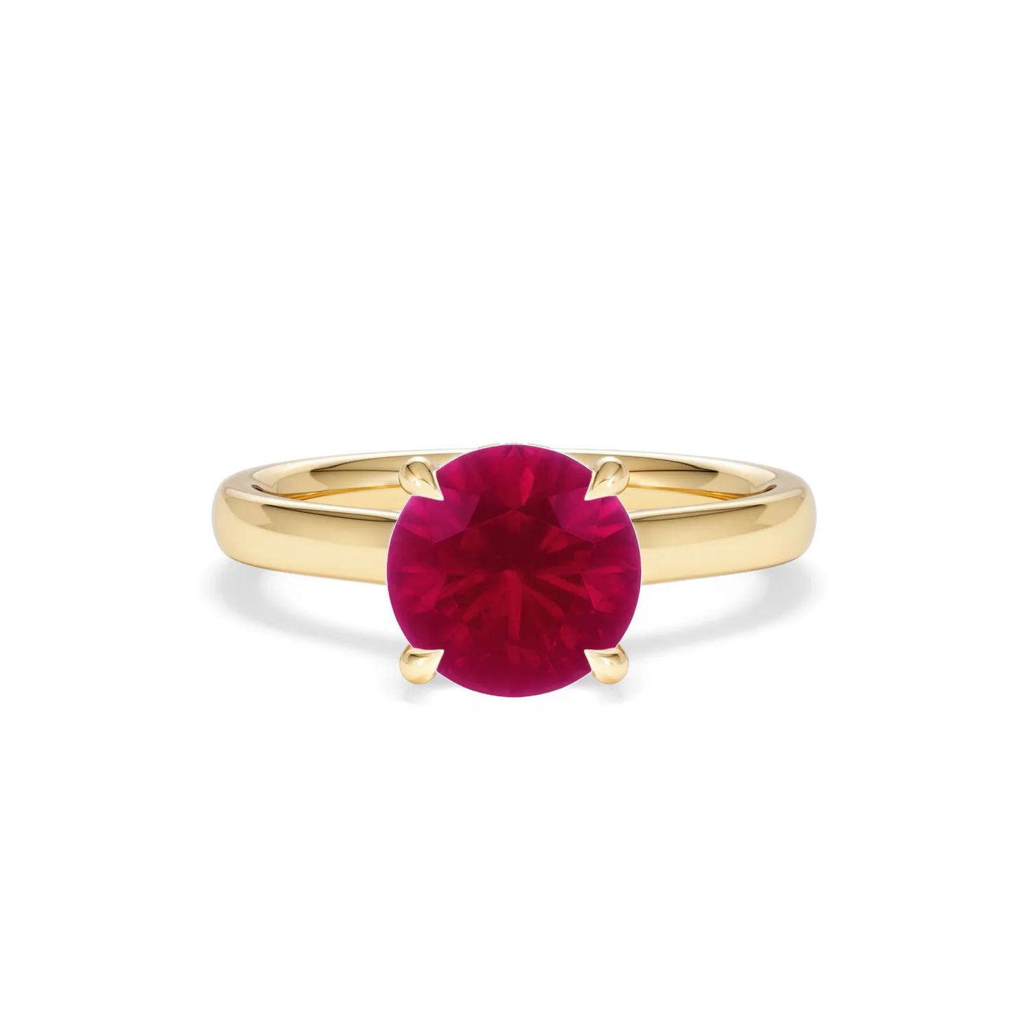 Amora 2.00ct Round Cut Lab Ruby Hidden Halo Engagement Ring in 18K Yellow Gold - Image 9