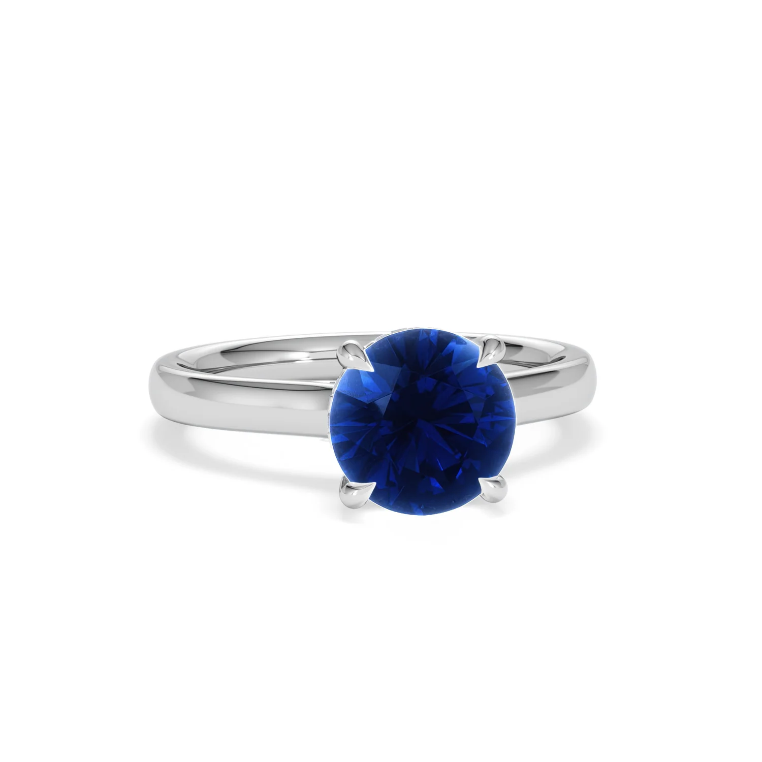 Amora 2.00ct Round Cut Lab Sapphire Hidden Halo Engagement Ring in 18K White Gold - Image 10