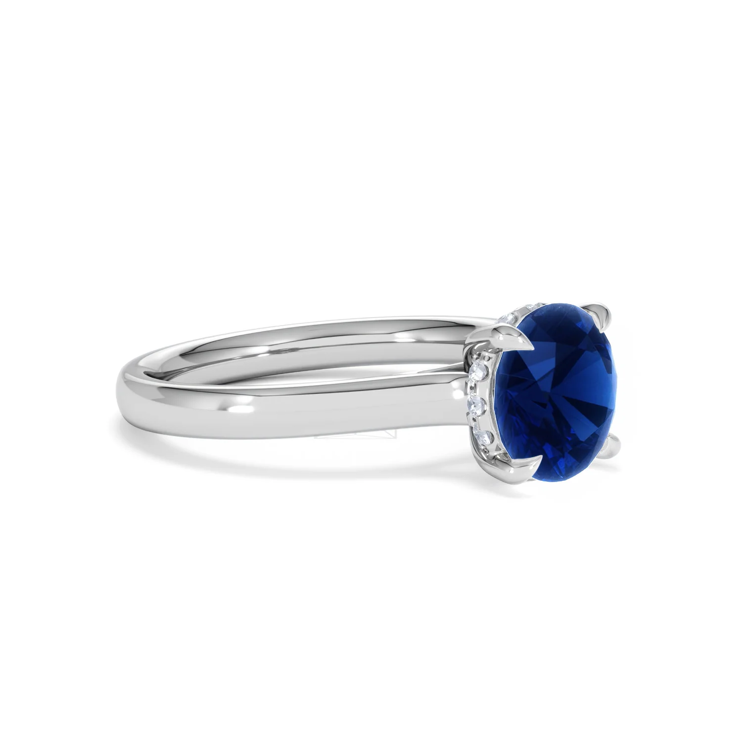 Amora 2.00ct Round Cut Lab Sapphire Hidden Halo Engagement Ring in 18K White Gold - Image 18