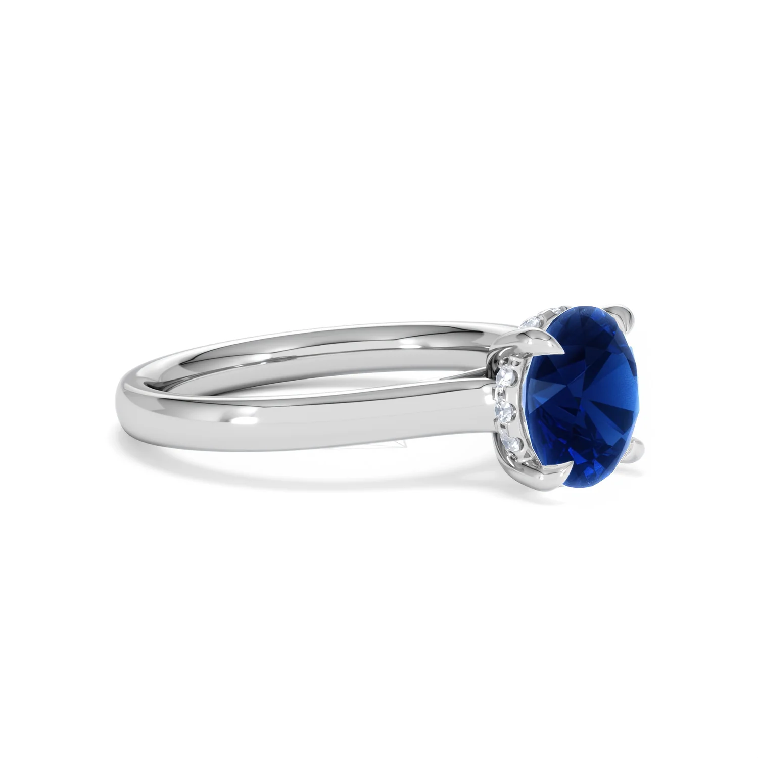 Amora 2.00ct Round Cut Lab Sapphire Hidden Halo Engagement Ring in 18K White Gold - Image 19