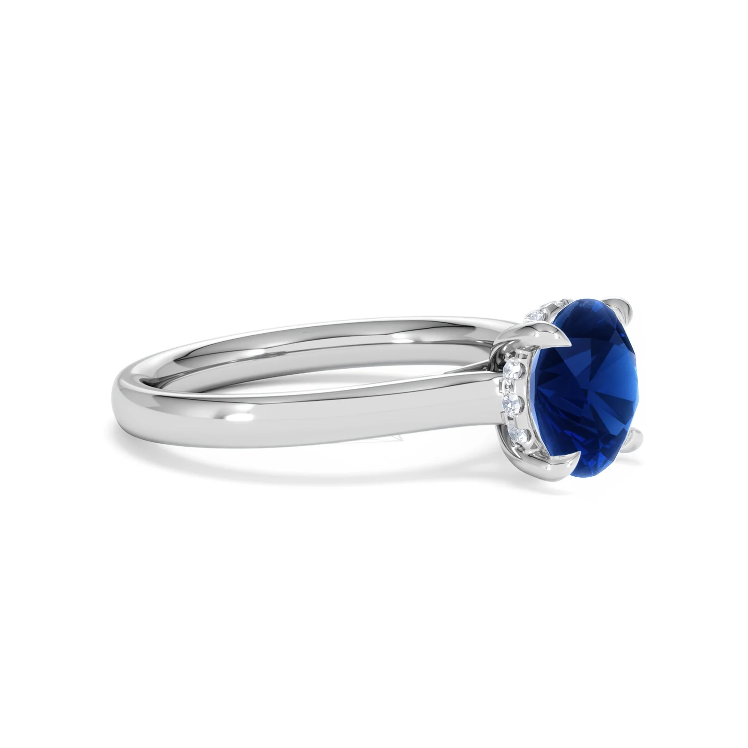 Amora 2.00ct Round Cut Lab Sapphire Hidden Halo Engagement Ring in 18K White Gold - Image 20