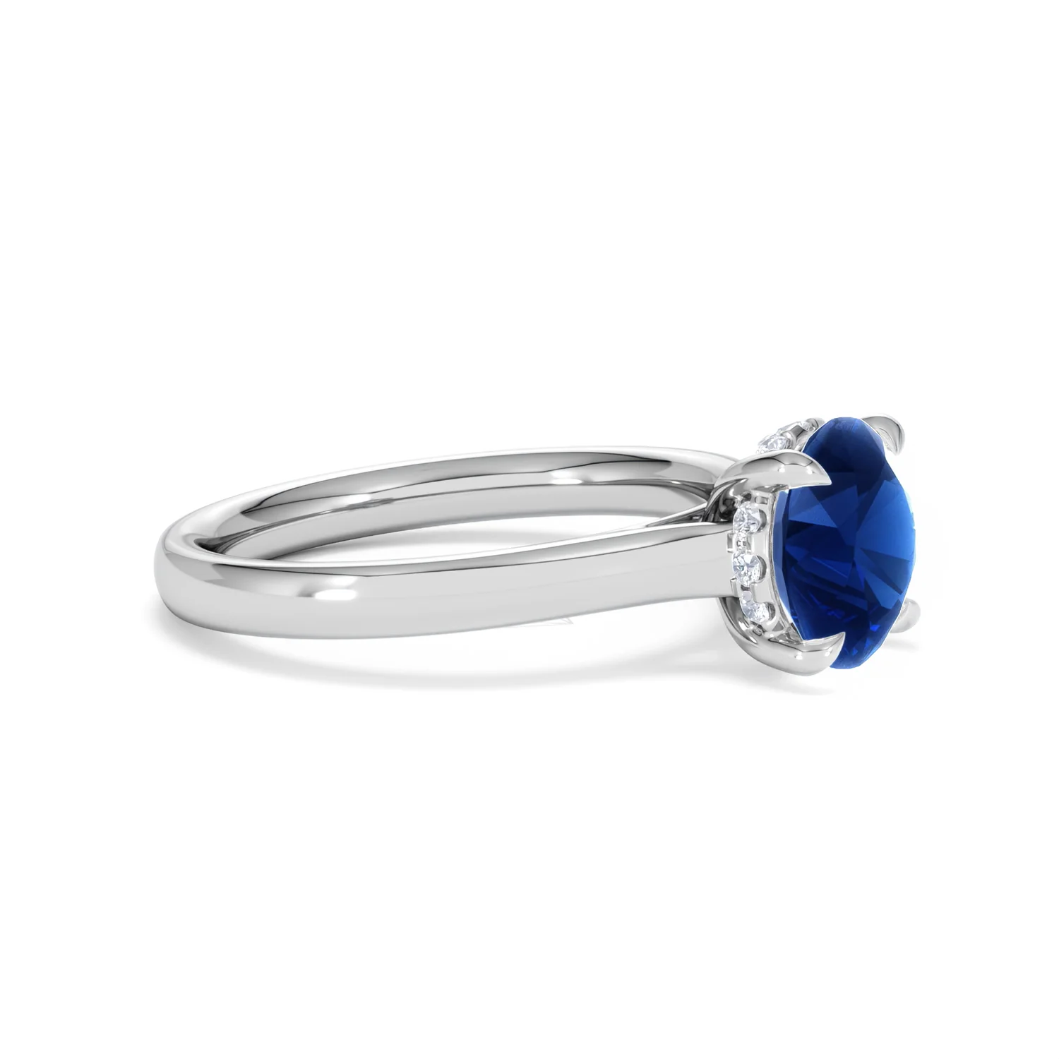 Amora 2.00ct Round Cut Lab Sapphire Hidden Halo Engagement Ring in 18K White Gold - Image 21