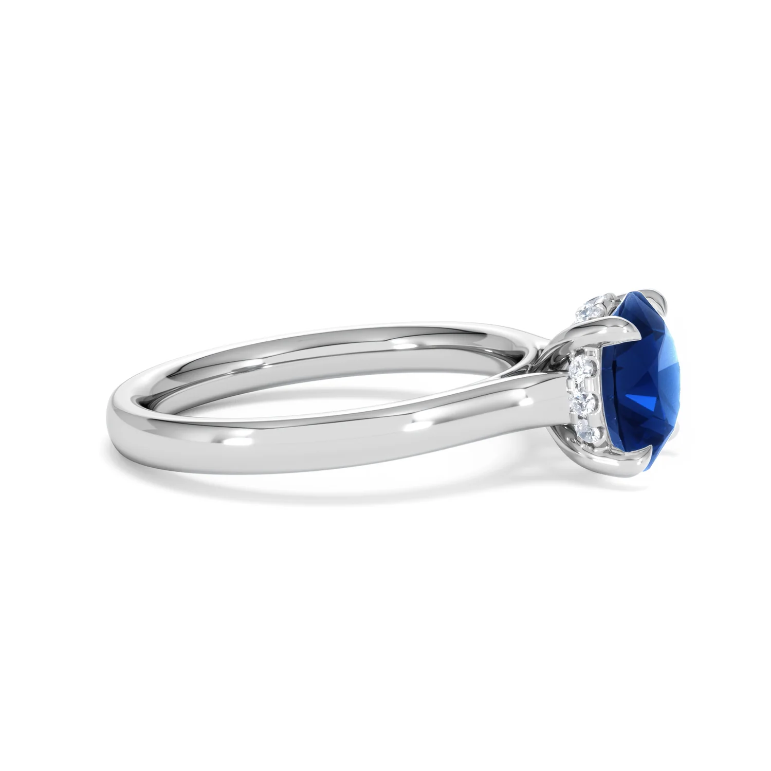 Amora 2.00ct Round Cut Lab Sapphire Hidden Halo Engagement Ring in 18K White Gold - Image 24