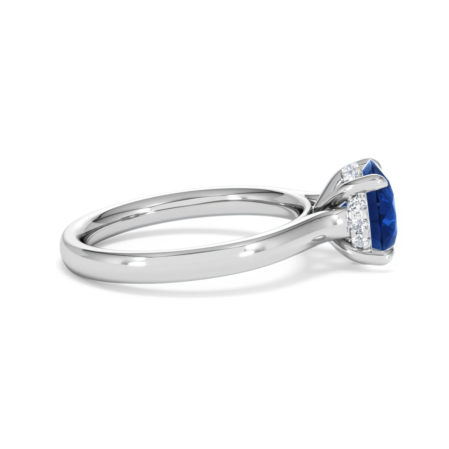 Amora 2.00ct Round Cut Lab Sapphire Hidden Halo Engagement Ring in 18K White Gold - Image 28