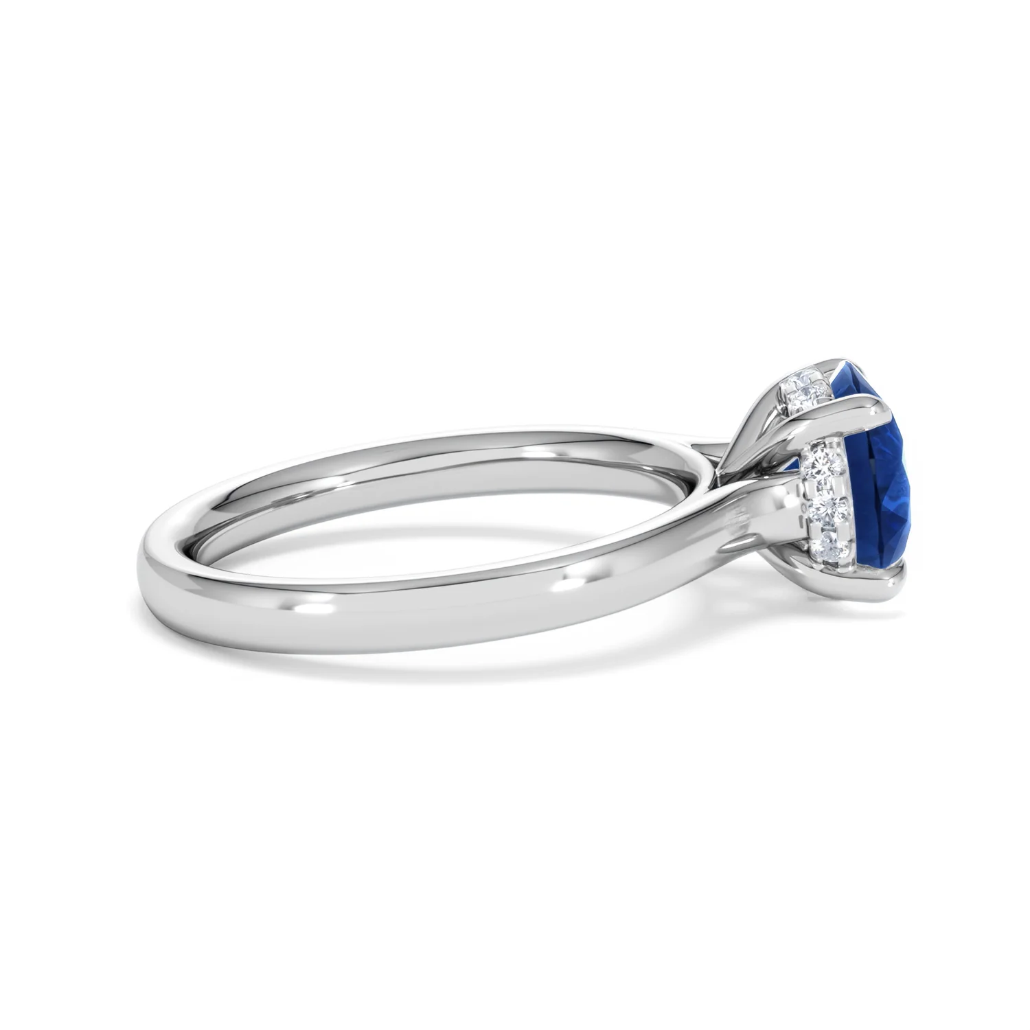 Amora 2.00ct Round Cut Lab Sapphire Hidden Halo Engagement Ring in 18K White Gold - Image 29