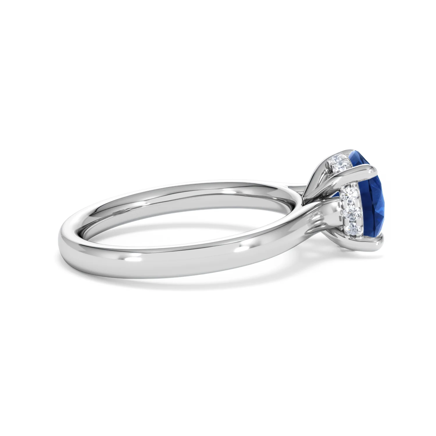 Amora 2.00ct Round Cut Lab Sapphire Hidden Halo Engagement Ring in 18K White Gold - Image 30