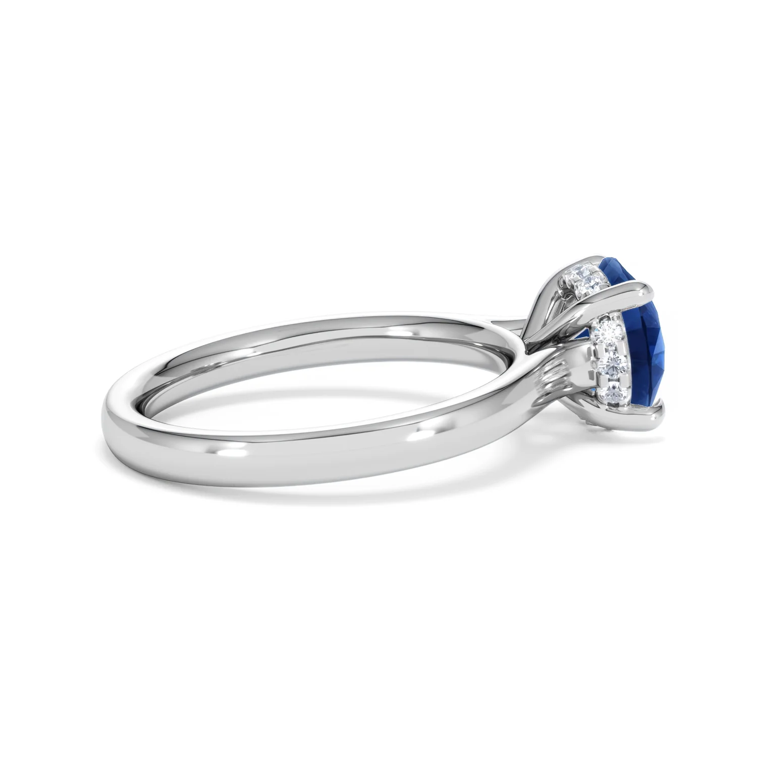 Amora 2.00ct Round Cut Lab Sapphire Hidden Halo Engagement Ring in 18K White Gold - Image 31