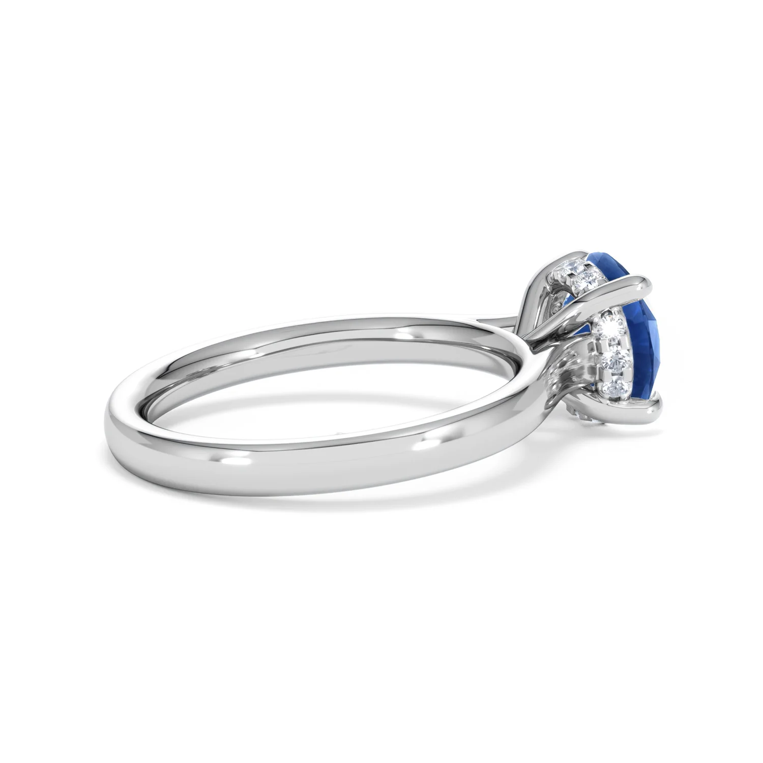 Amora 2.00ct Round Cut Lab Sapphire Hidden Halo Engagement Ring in 18K White Gold - Image 33