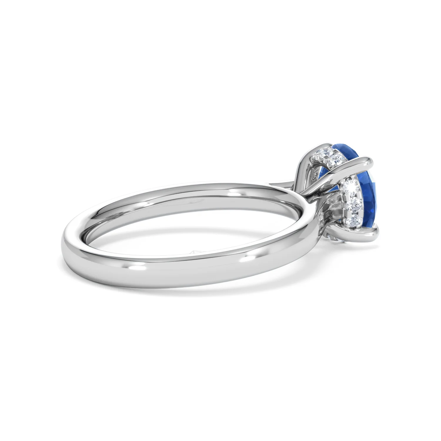 Amora 2.00ct Round Cut Lab Sapphire Hidden Halo Engagement Ring in 18K White Gold - Image 34