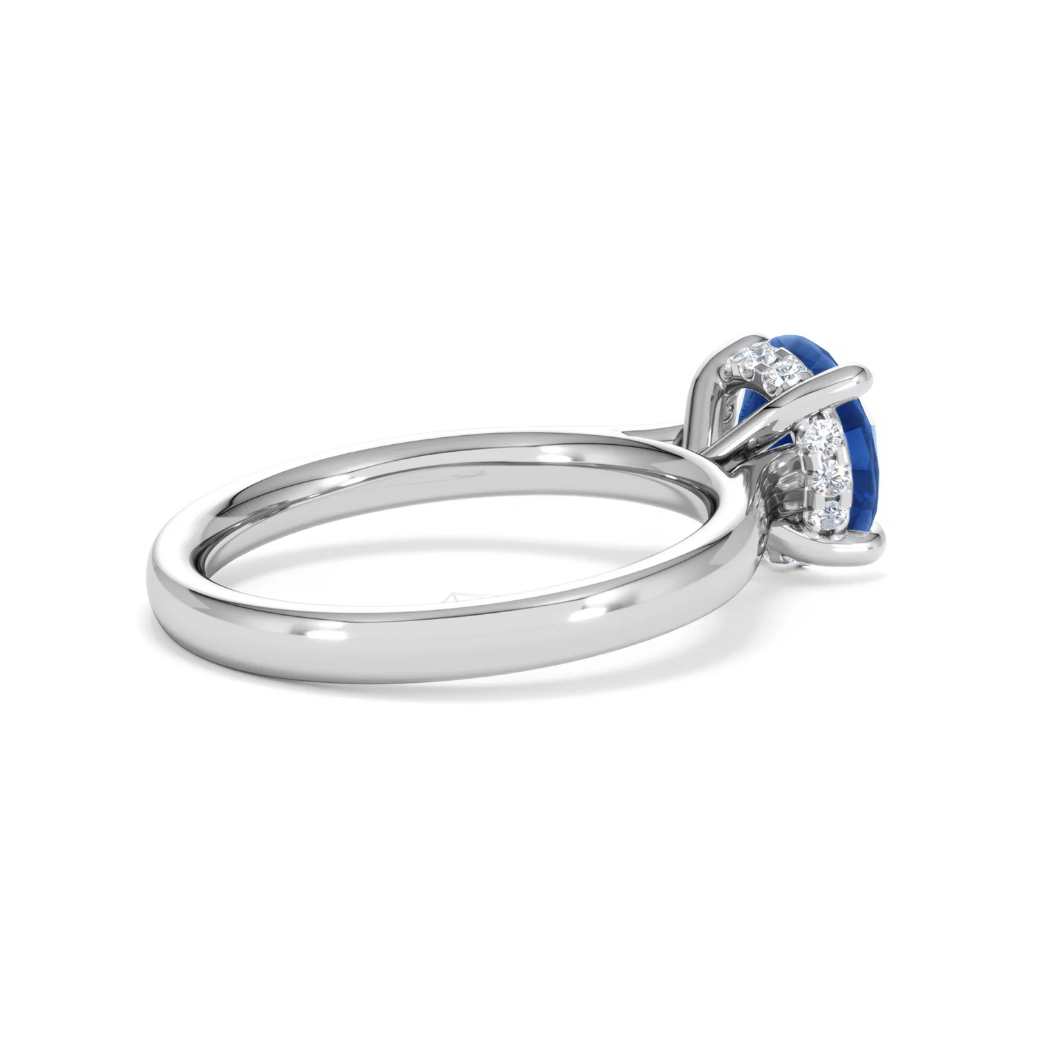 Amora 2.00ct Round Cut Lab Sapphire Hidden Halo Engagement Ring in 18K White Gold - Image 35