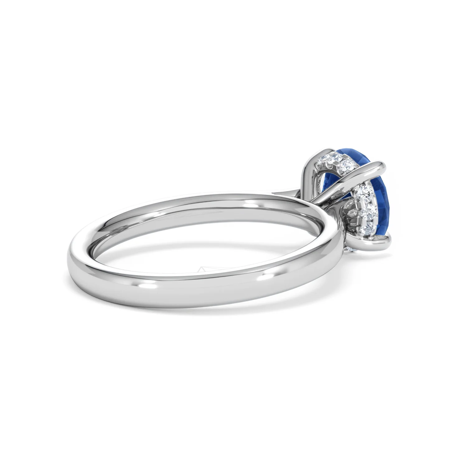 Amora 2.00ct Round Cut Lab Sapphire Hidden Halo Engagement Ring in 18K White Gold - Image 36