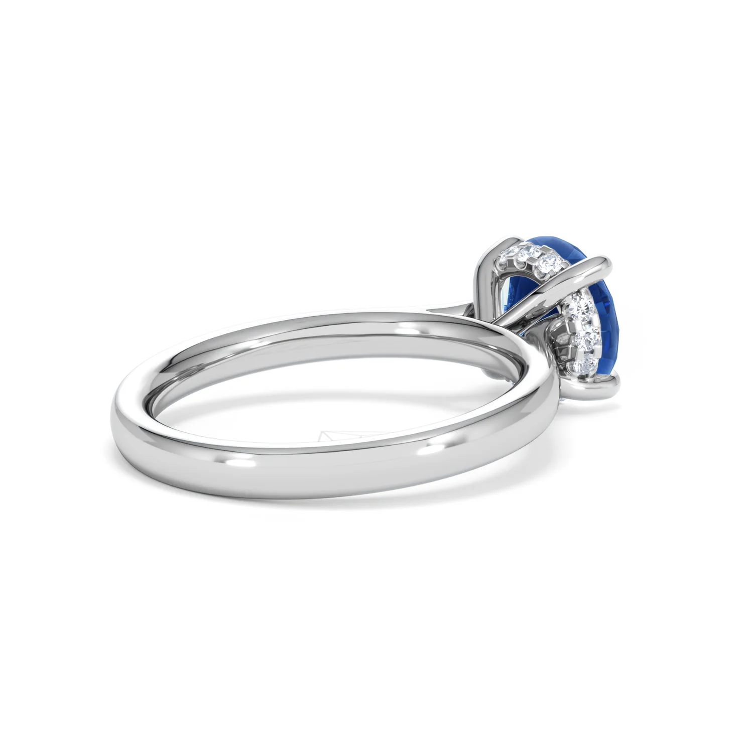 Amora 2.00ct Round Cut Lab Sapphire Hidden Halo Engagement Ring in 18K White Gold - Image 37
