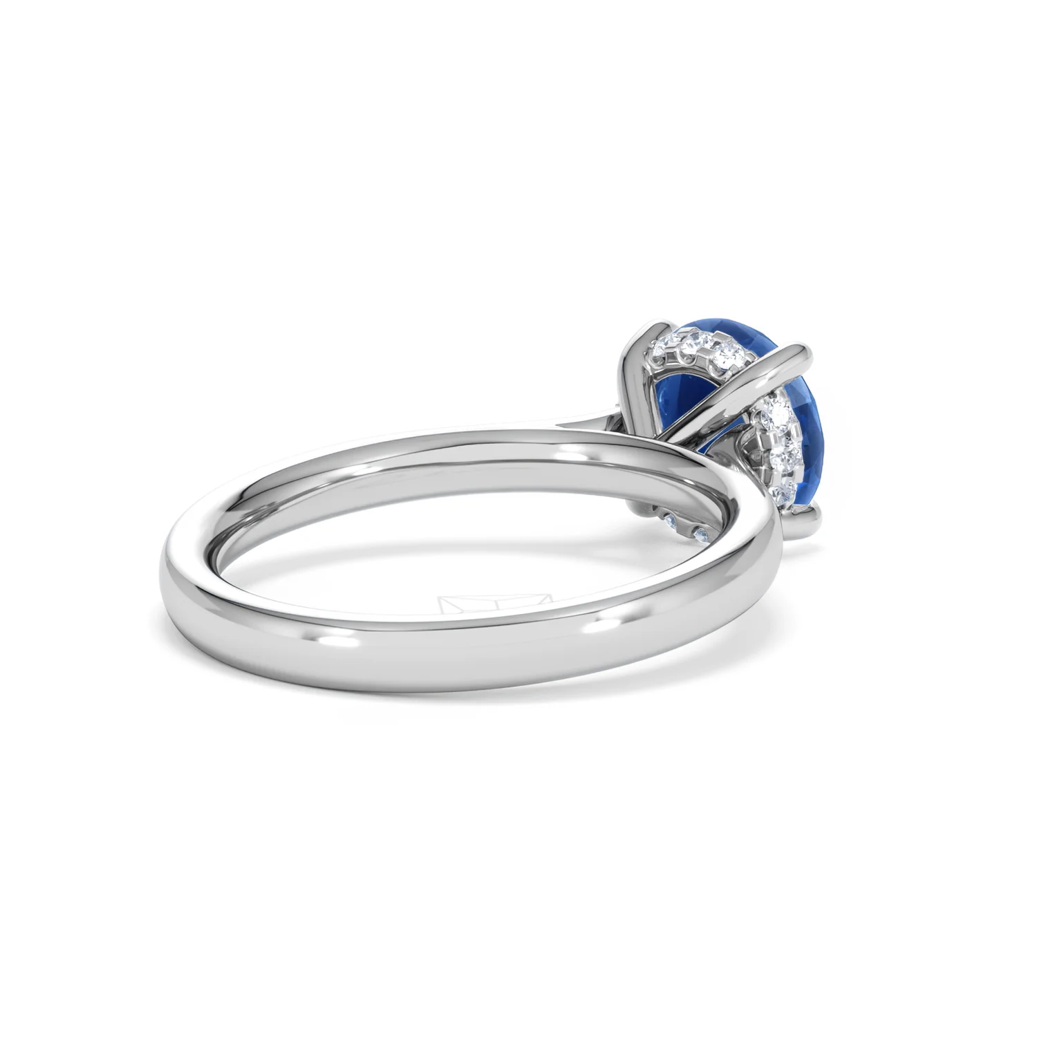 Amora 2.00ct Round Cut Lab Sapphire Hidden Halo Engagement Ring in 18K White Gold - Image 39