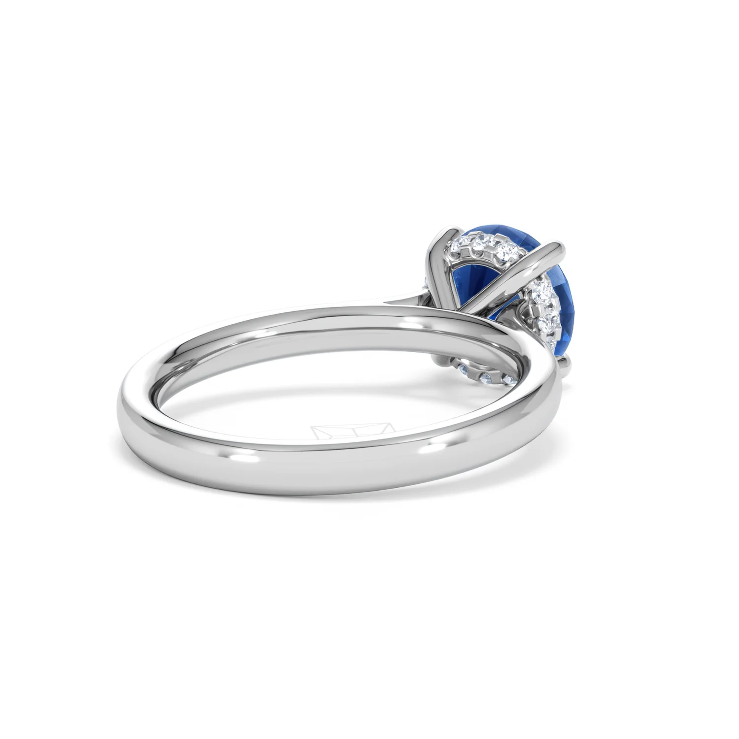 Amora 2.00ct Round Cut Lab Sapphire Hidden Halo Engagement Ring in 18K White Gold - Image 40
