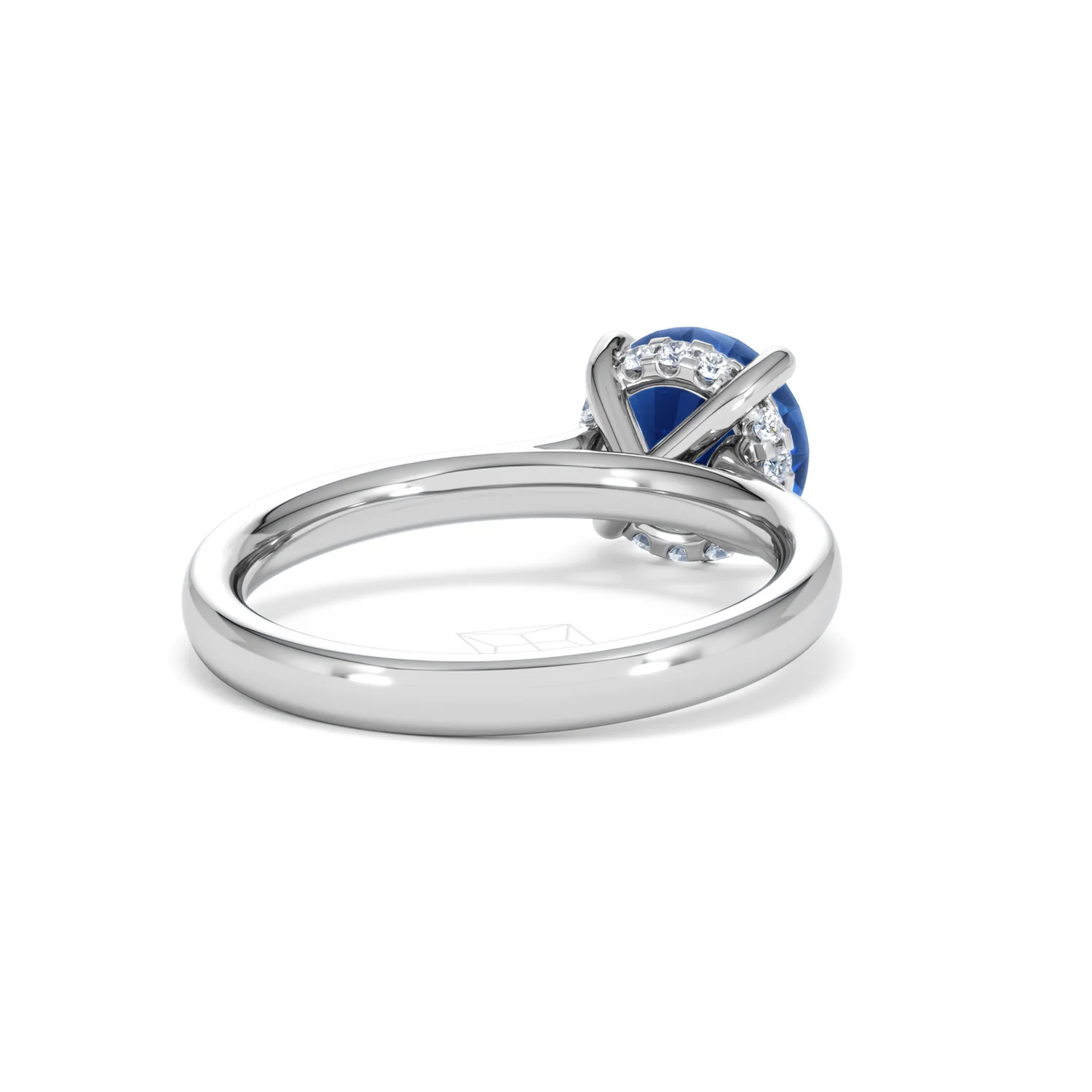 Amora 2.00ct Round Cut Lab Sapphire Hidden Halo Engagement Ring in 18K White Gold - Image 42