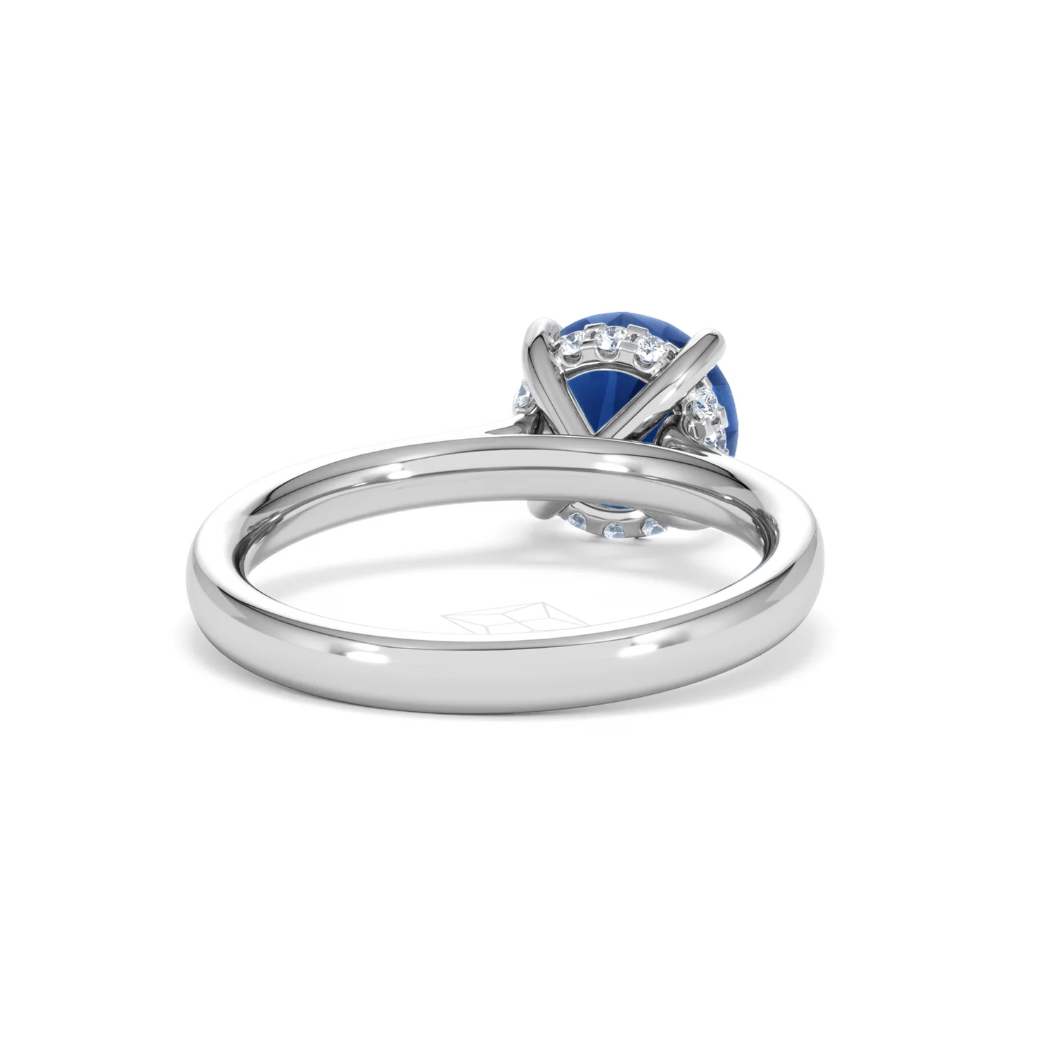 Amora 2.00ct Round Cut Lab Sapphire Hidden Halo Engagement Ring in 18K White Gold - Image 44