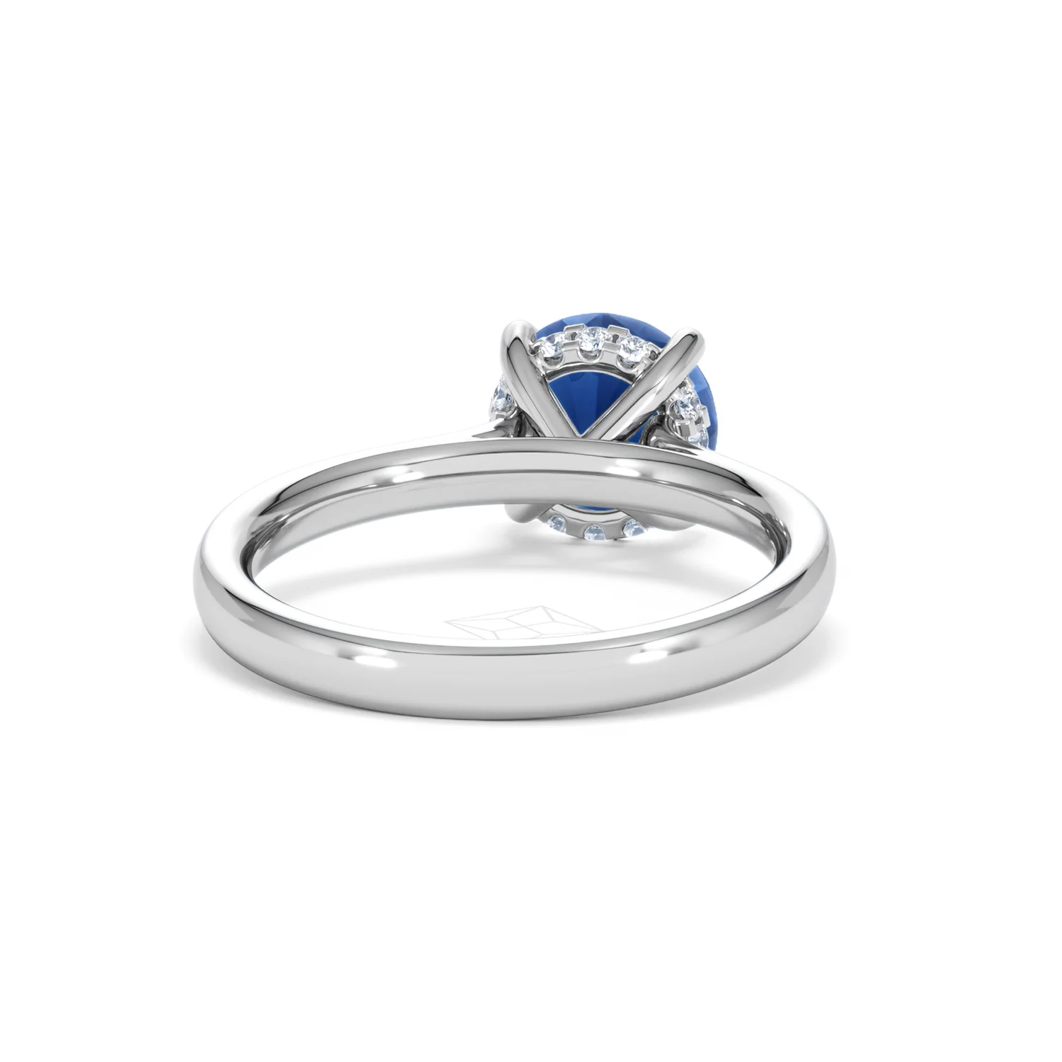 Amora 2.00ct Round Cut Lab Sapphire Hidden Halo Engagement Ring in 18K White Gold - Image 45