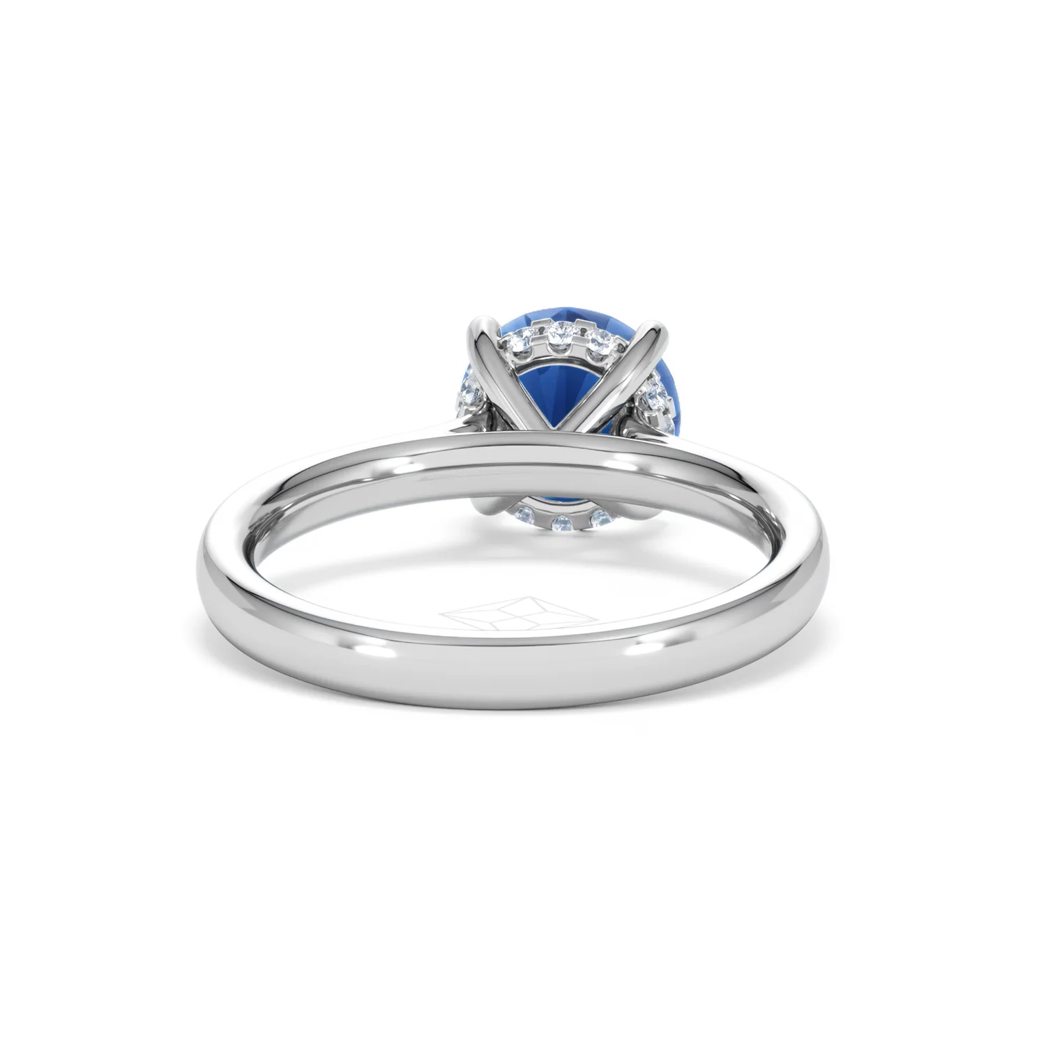Amora 2.00ct Round Cut Lab Sapphire Hidden Halo Engagement Ring in 18K White Gold - Image 46