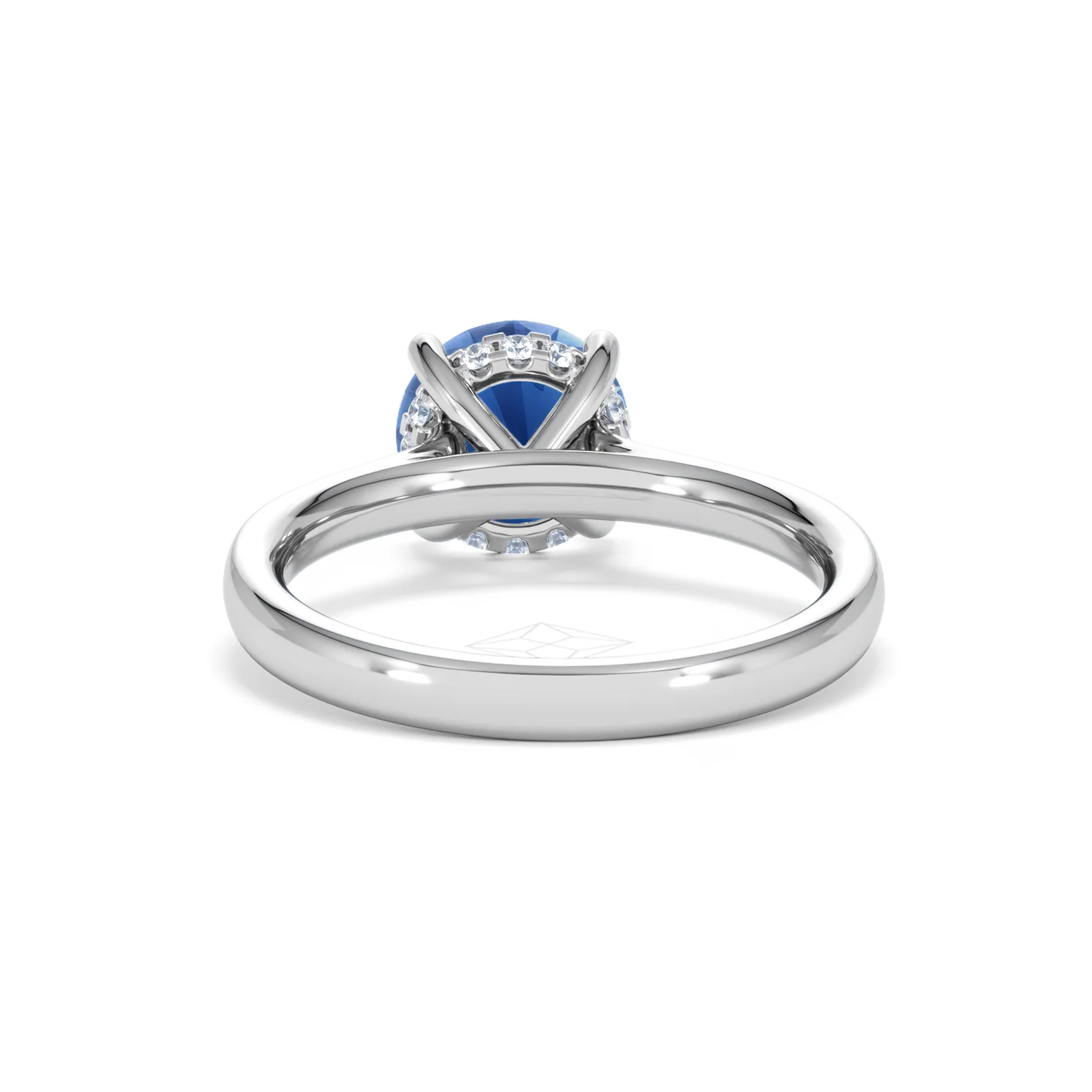 Amora 2.00ct Round Cut Lab Sapphire Hidden Halo Engagement Ring in 18K White Gold - Image 49